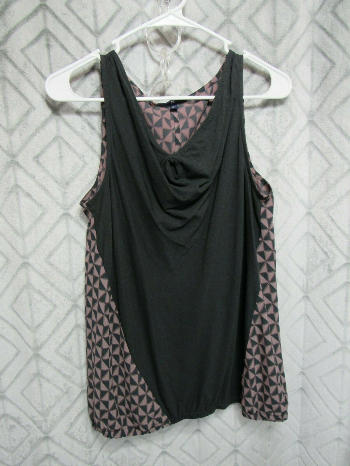 Gap Top Size S Black Brown Pull Over V Neck Sleeveless Casual Career Work