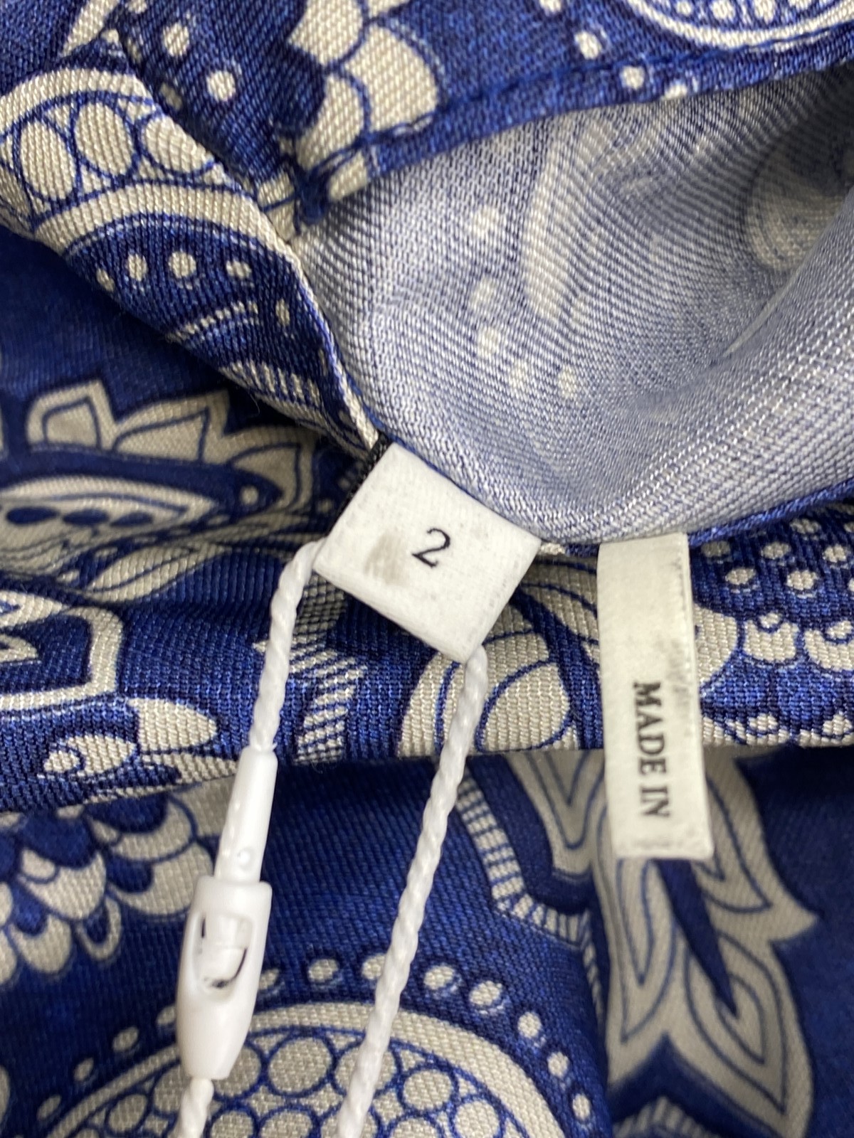 Sandro Womens Shirt Blue/Ecru White Size 2 Pierlat Paisley Print Short Sleeve