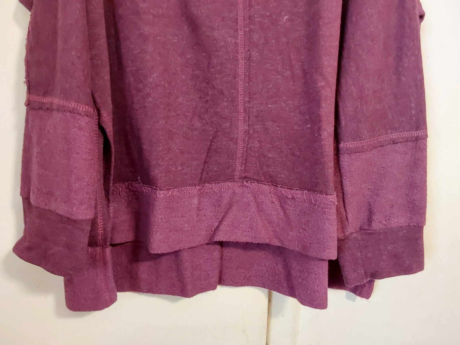 Elan Womens Cold Shoulder Long Sleeve T-Shirt Plum Purple Mixed Knit Size M L