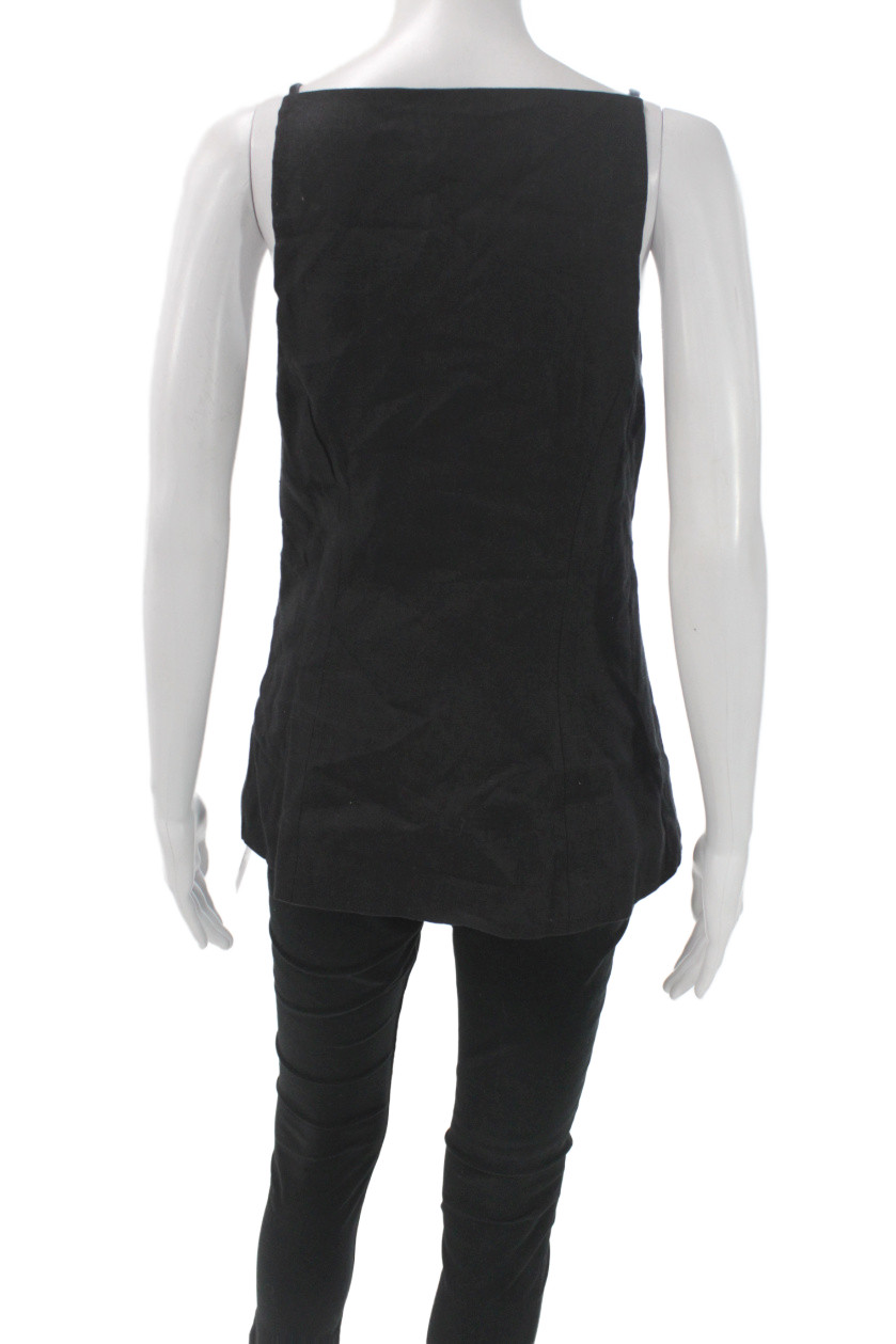 Nude Lucy Women Black Linen Square Neck Sleeveless Camisole Button Size S