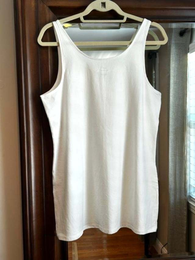 J JILL Womens XL White Long Perfect Stretch Tank Top New with Tags X-Large
