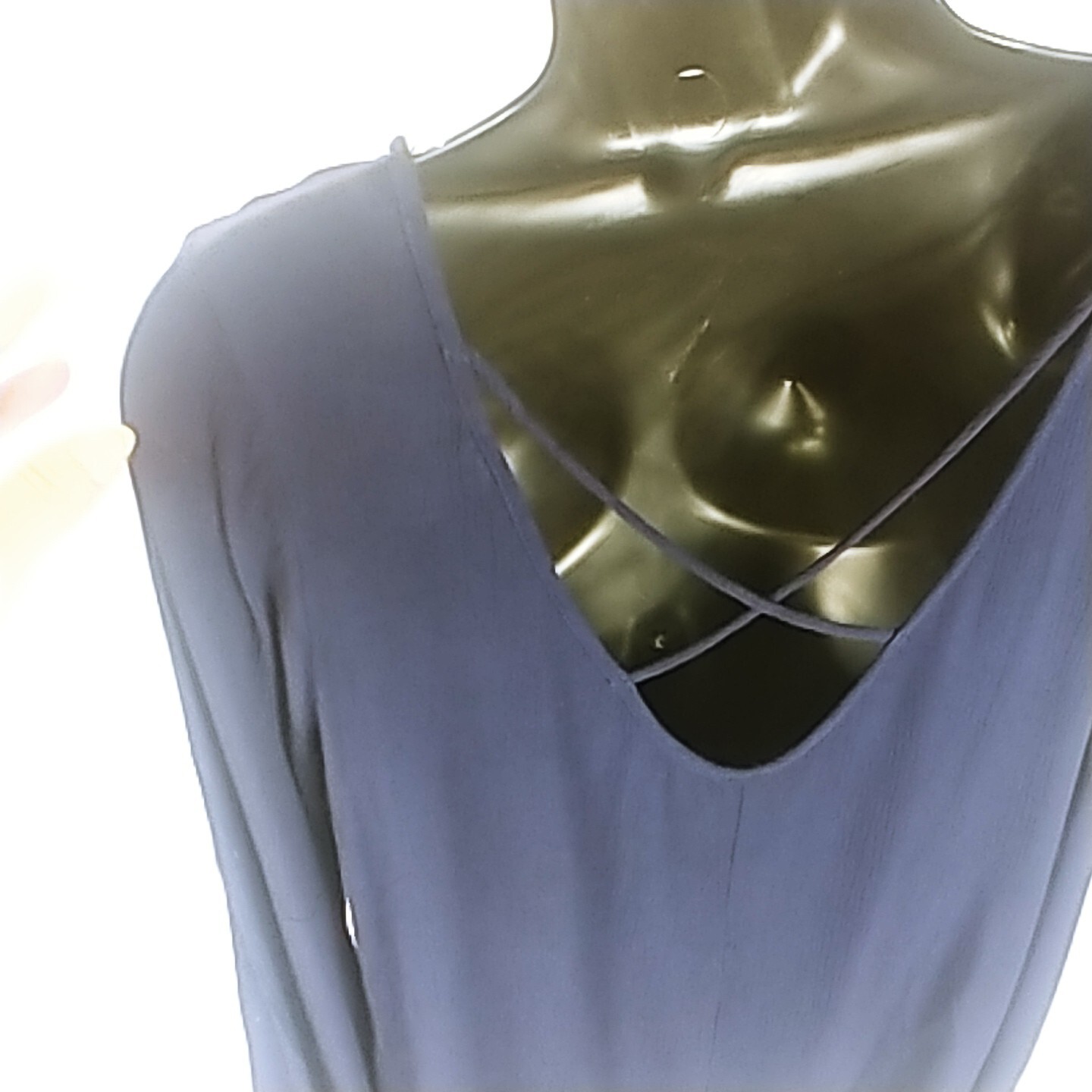 Vanilla Bay Crepe Blouse Women M Semi Sheer Keyhole Criss Cross Back Boho