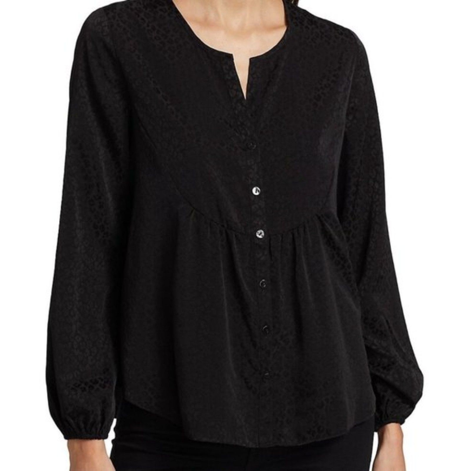 Lilly Pulitzer – Hensley Leopard Jacquard Blouse Onyx (NWT) – Small