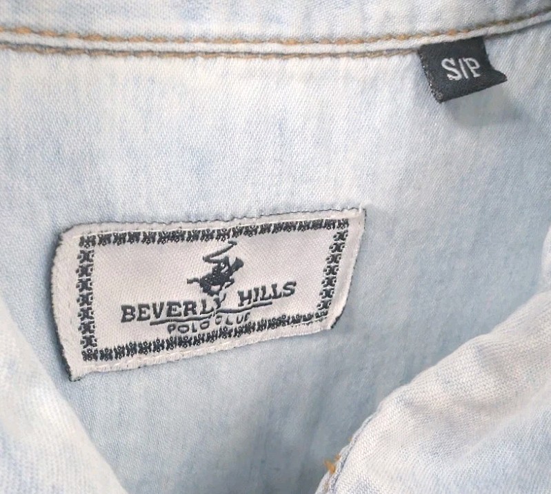 Beverly Hills Polo Club Women’s Light Wash Denim Shirt Button Up Long Sleeve S