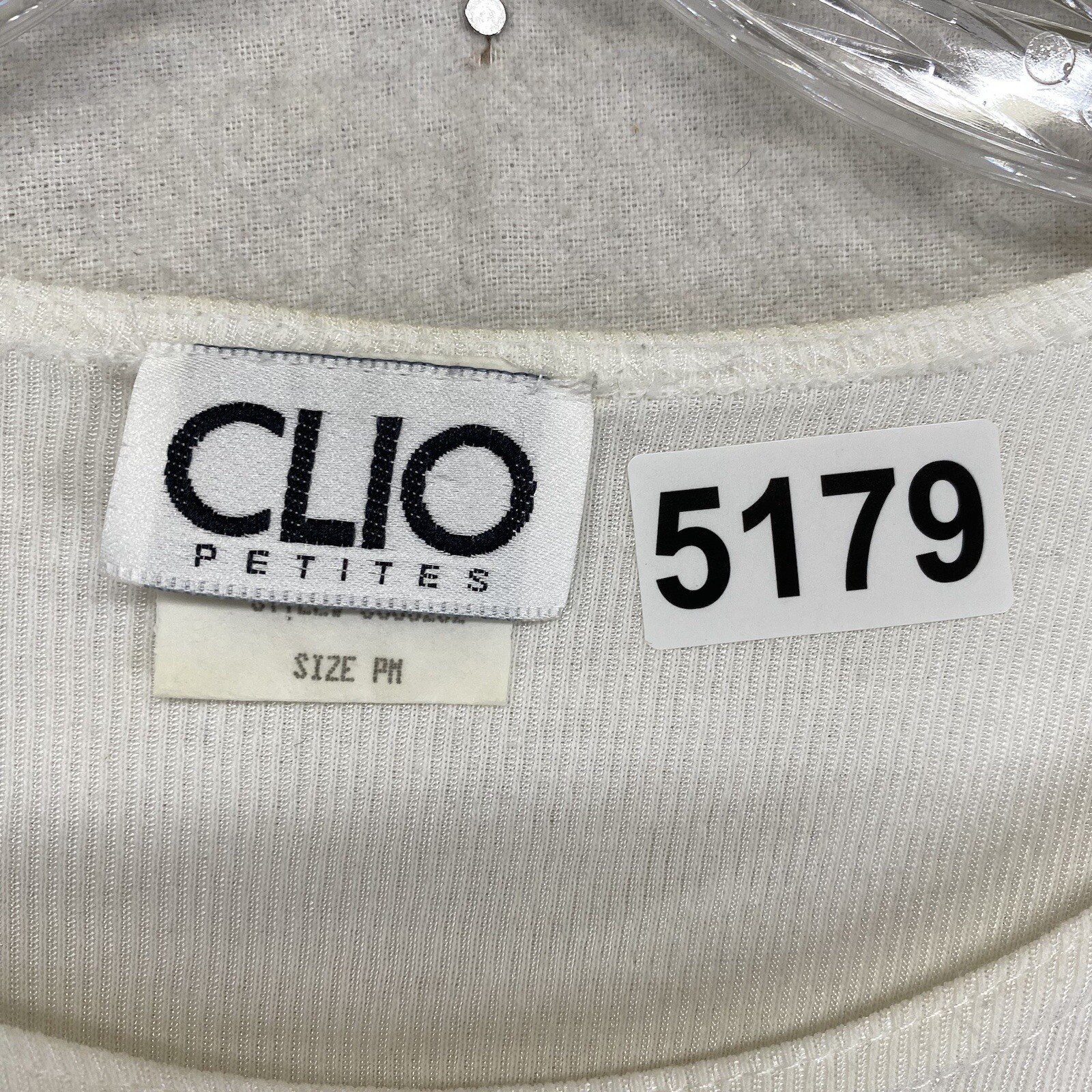 CLIO White Blouse Petite Medium PM Made In USA Vintage White Tee