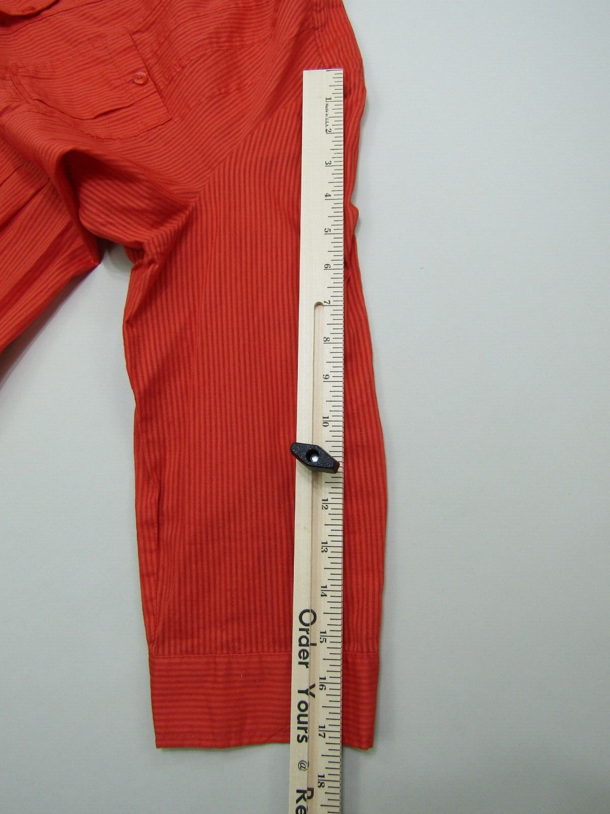 Eddie Bauer Blouse Womens Large Dark Coral Button Up Striped Outdoors Casual NWT