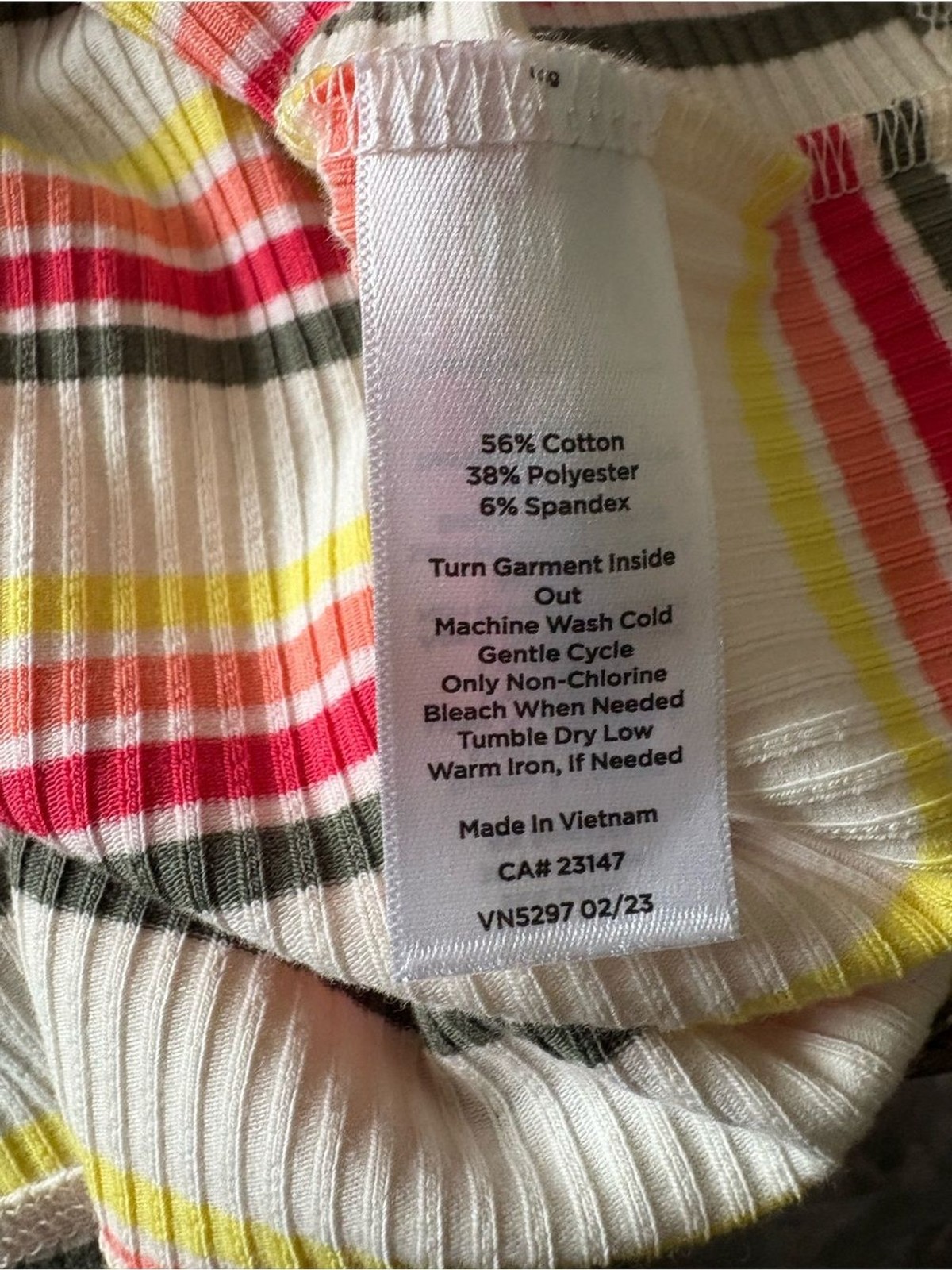T by Talbot Striped Short Sleeve Ribbed Tee in White, Pink & Yellow Gray