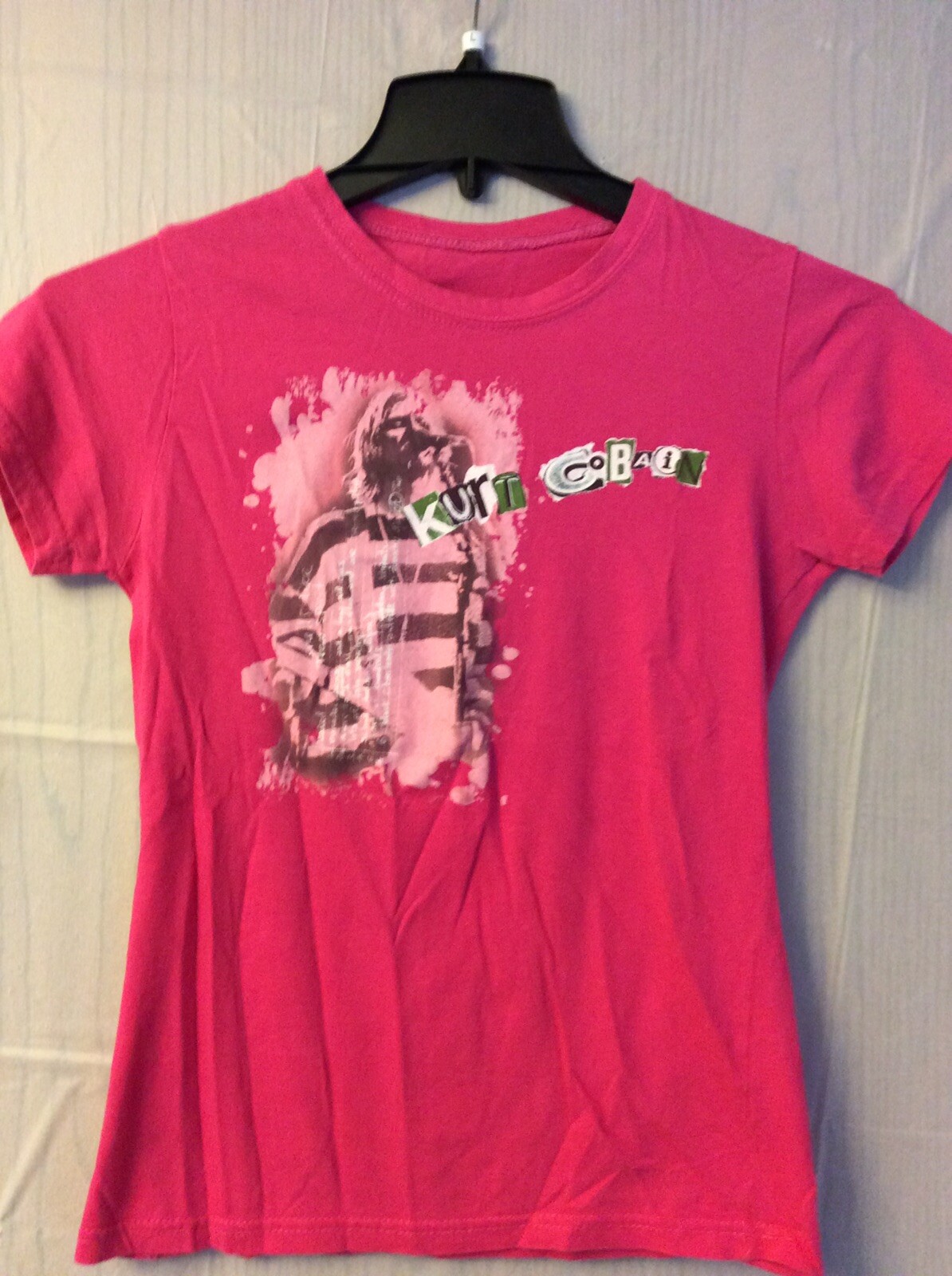 Kurt Cobain. Shirt. Ladies Cut. Pink.