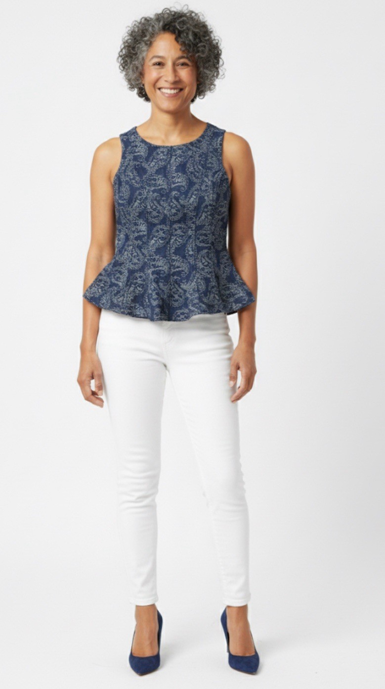 Free Assembly Peplum Panel Top Elegant and Casual Blouse Blue Size XS ($)