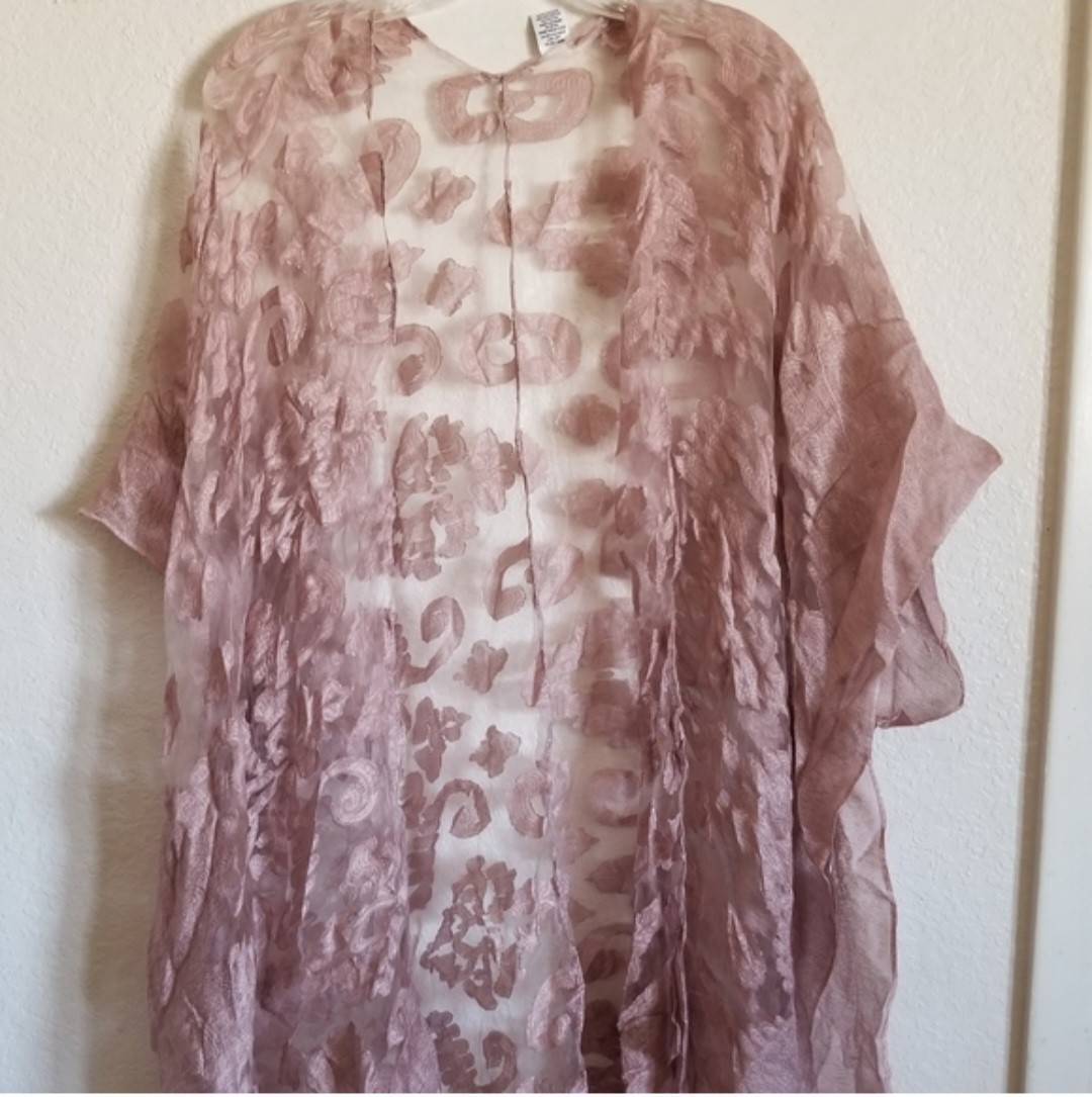 Jessica McClintock Sheer Lacey Boho Open Kimono Romantic Fairycore One Size
