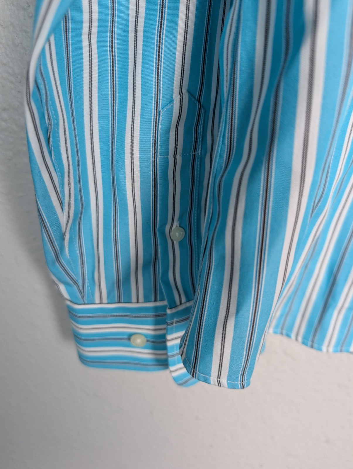 Chaps Button-Up Womens P/XL Blue Striped Collared Long Sleeve Cotton Easy Care