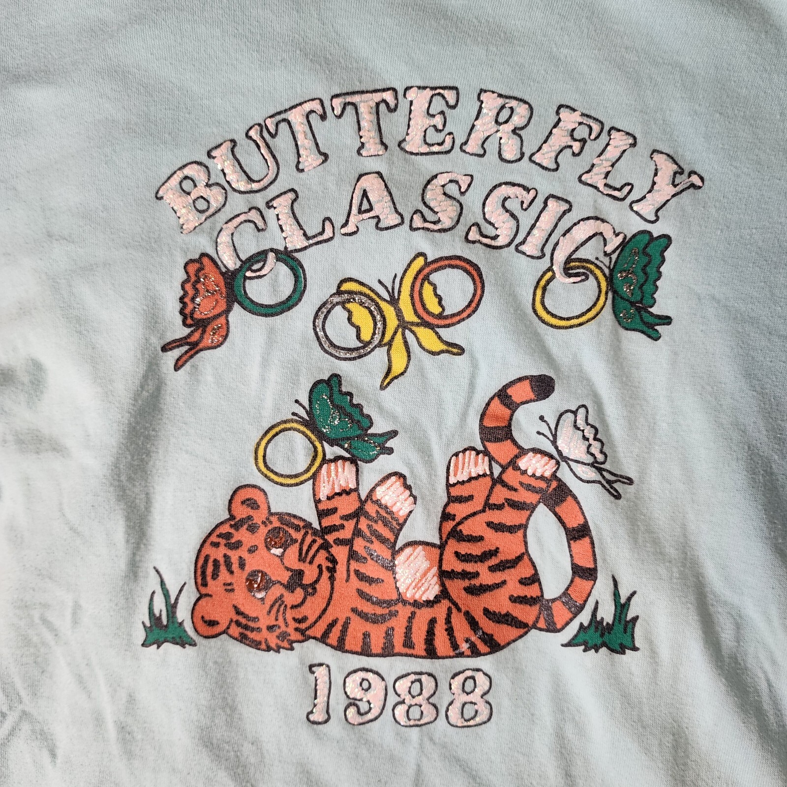 Vintage 80s Butterfly Classic 1988 T Shirt Single Stitch Tiger Cub Nature Teal