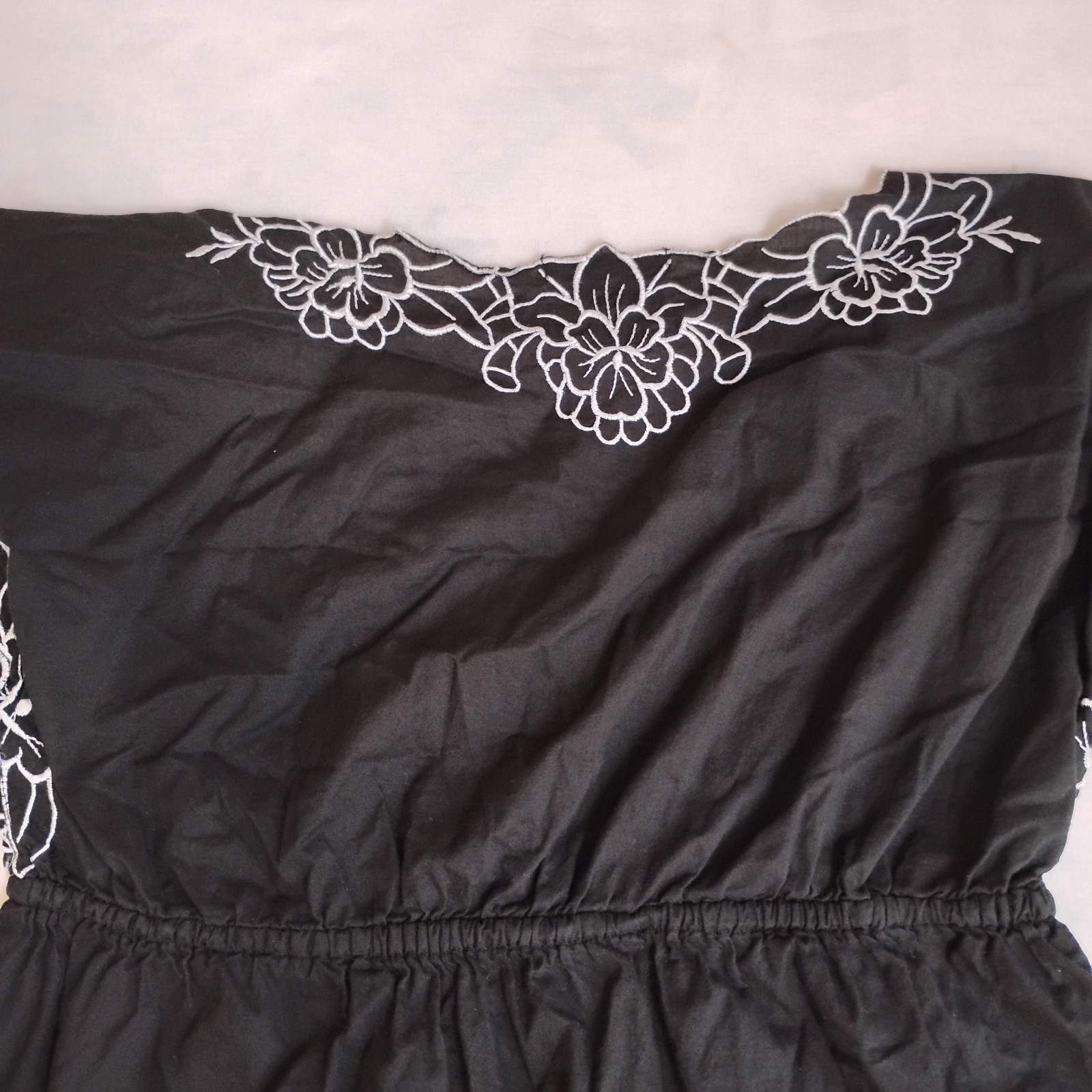 My Michelle Top Medium Babydoll Bow Embroidered Flutter Sleeve Y2K Cotton