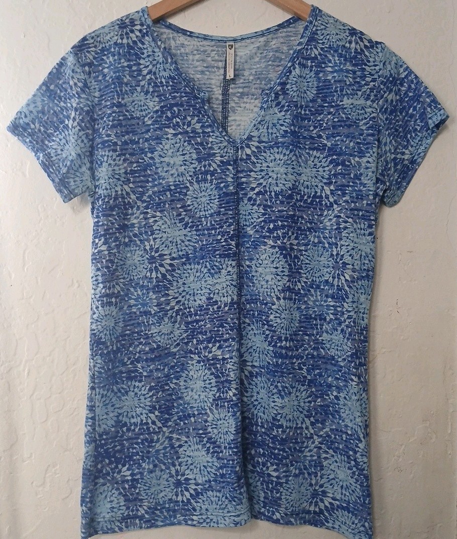 Kuhl Womens Size L 23″PTP Active Wear T-Shirt Top CottnBlend Made In USA Outdoor
