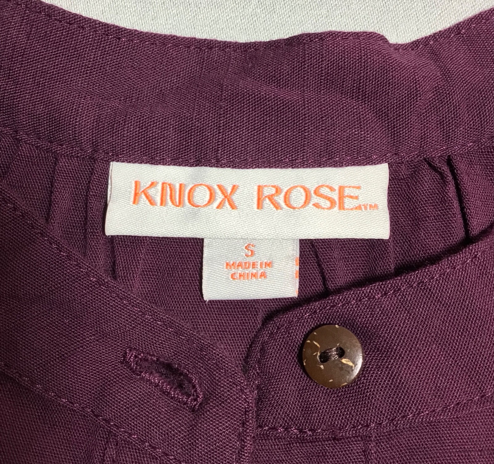 Knox Rose Blouse Womens Small Wine Floral Embroidery 3/4 Sleeves Buttons Peasant