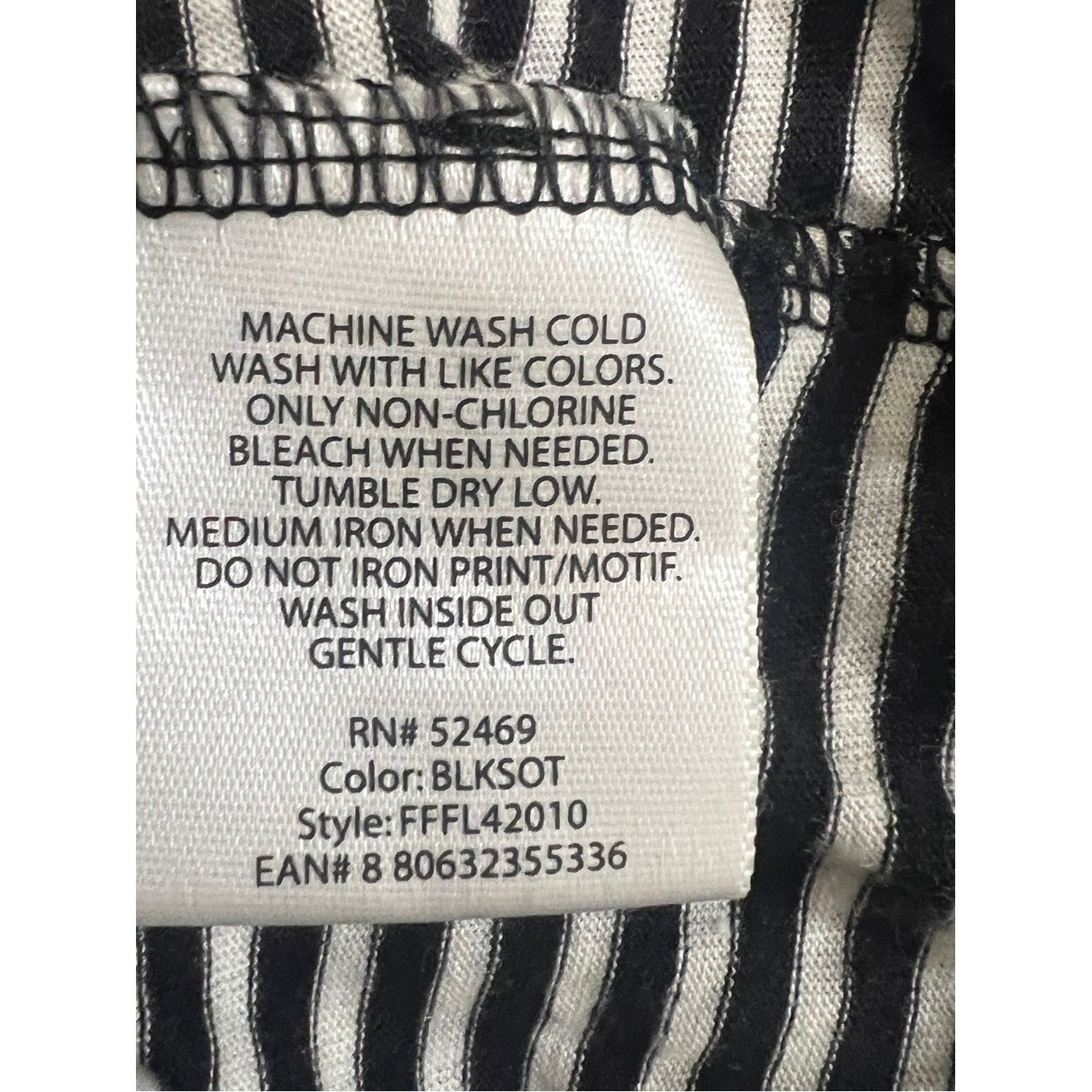 Faded Glory Black & White Striped Tie-Neck