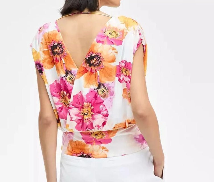 I.N.C. International Concepts Women’s Floral Drapey Wrap Knit Top – XL