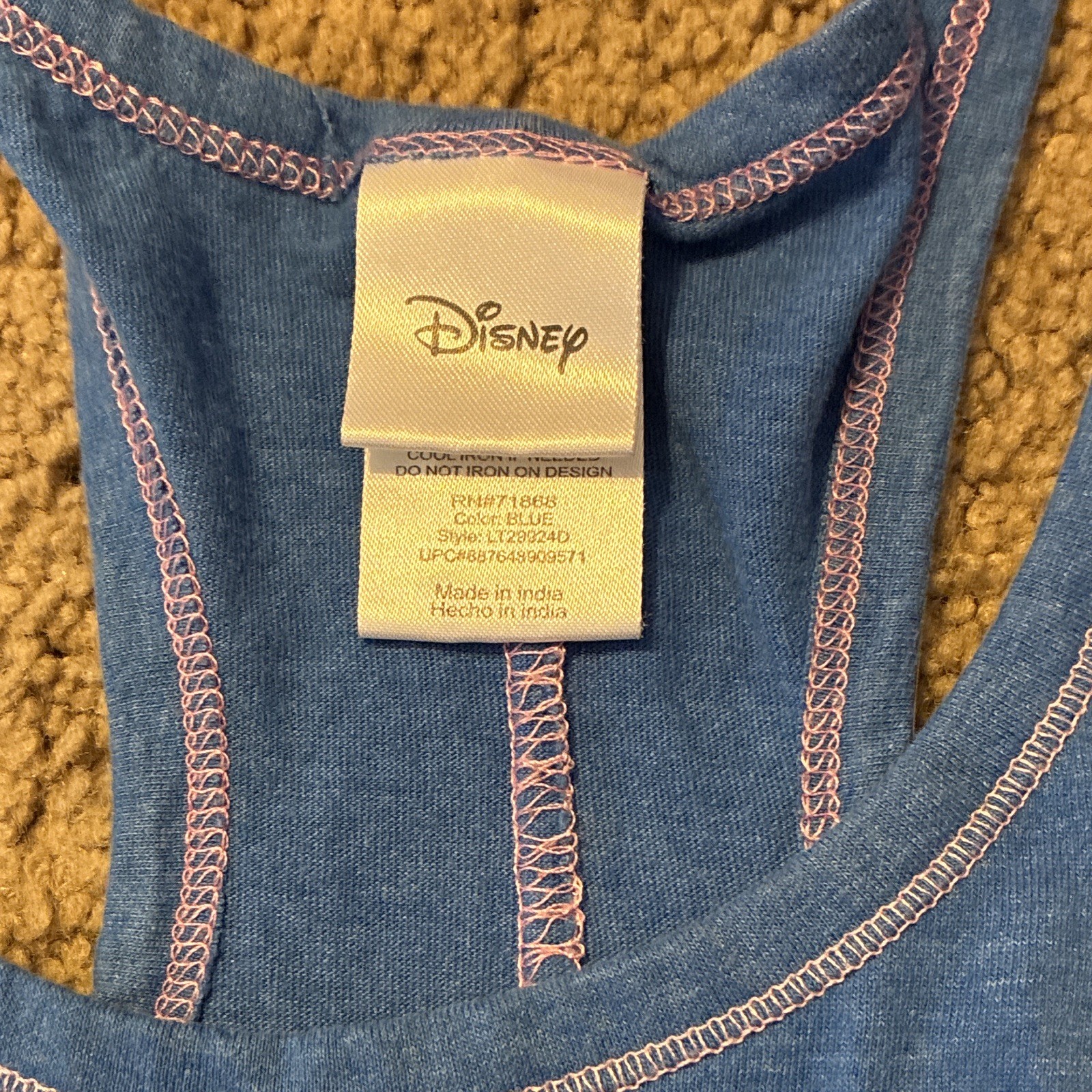 Disney Aladdin Graphic Print Blue Racerback Tank Top Womens Size XL 15 17 Cotton
