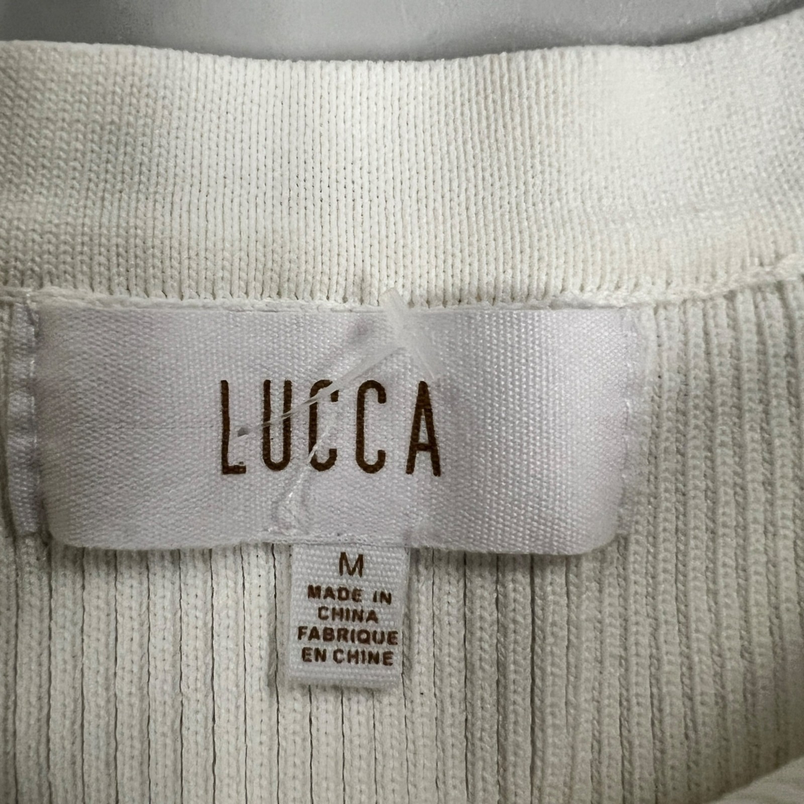 LUCCA Womens One Shoulder Top Ribbed Off White Size Medium