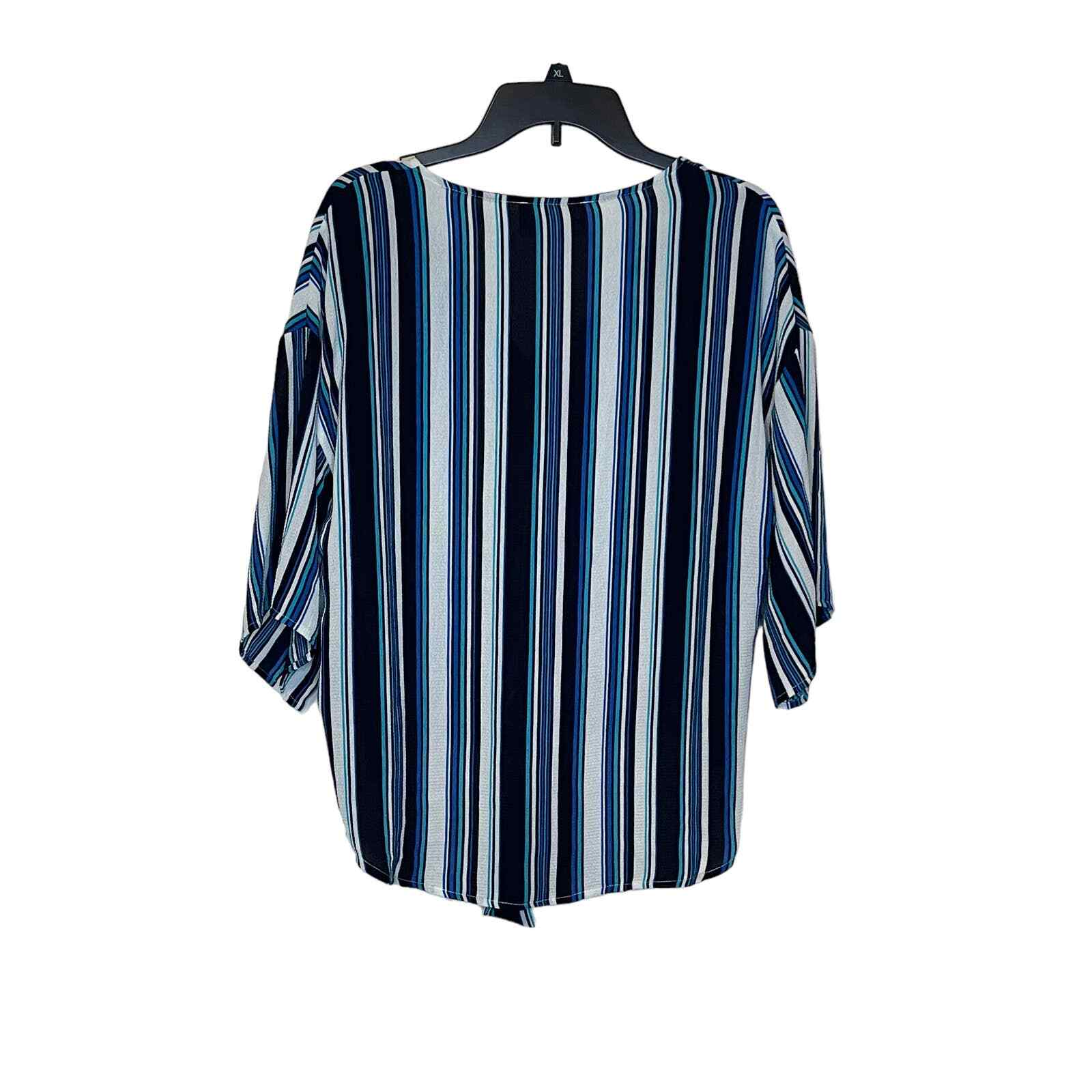 Hyped Unicorn Women Stripe Tie Front V-Neck Top Hi-Lo Dolman Sleeve Small NWT