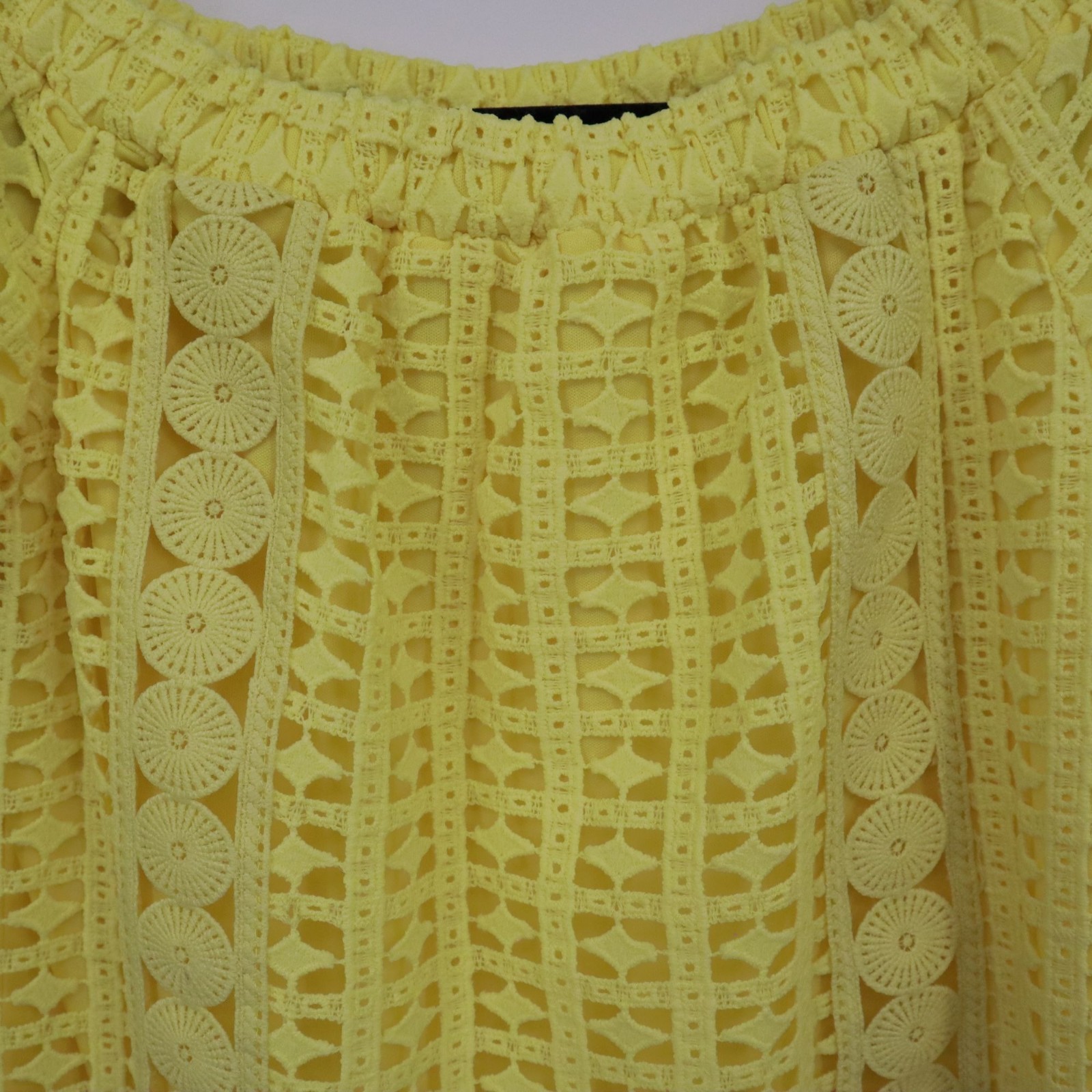 Pink Lily Crochet Tunic Top Wiomens S Yellow Boho Resortwear Feminine Delicate