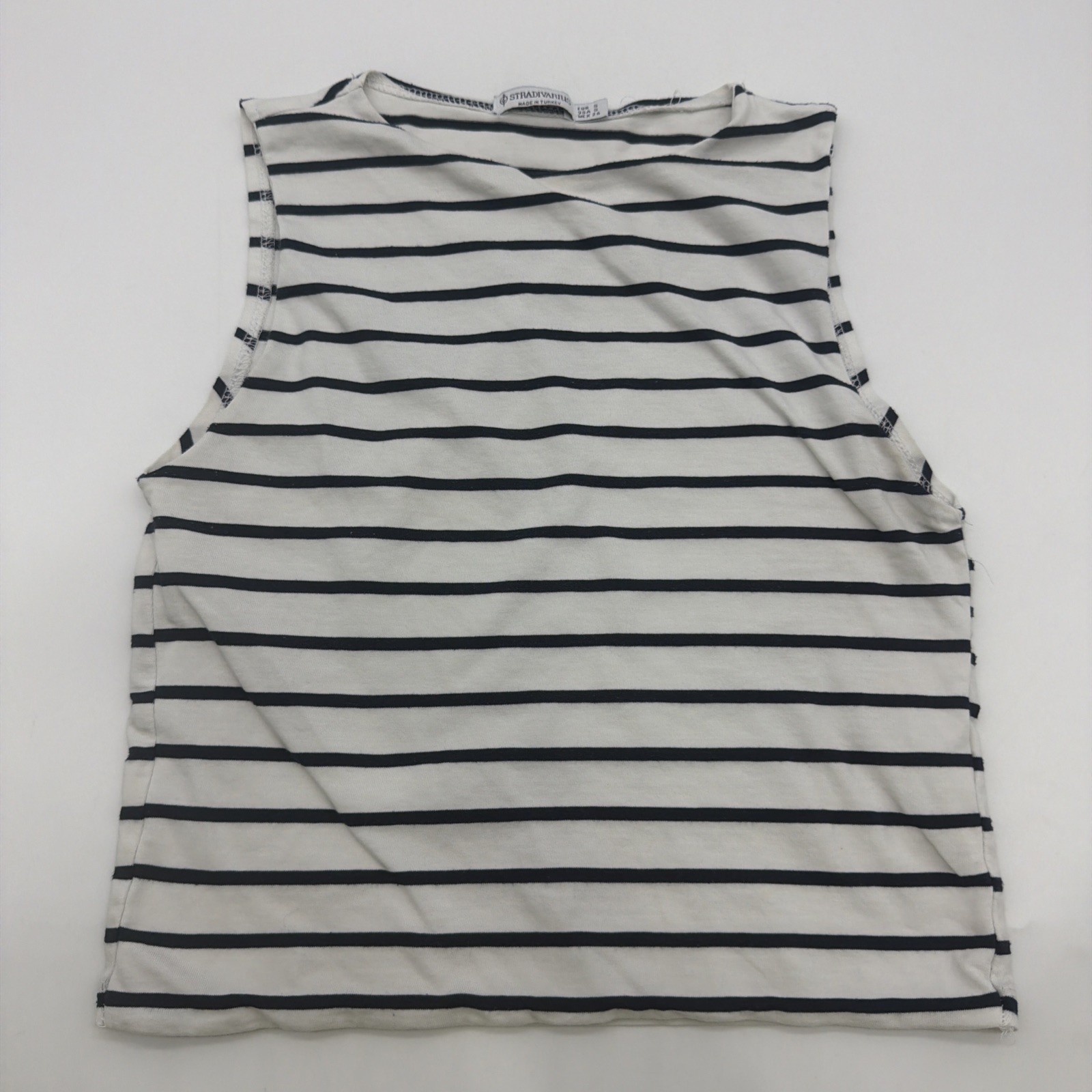 Stradivarius Cropped Top Women S Striped White & Black .#45441