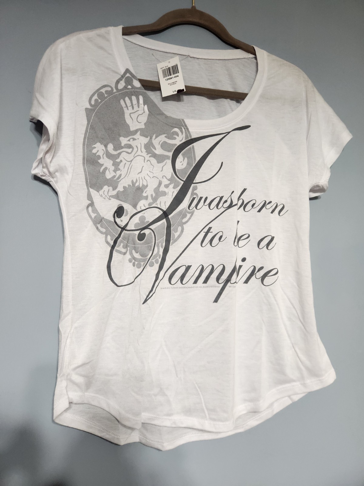 2012 Twilight I Was Born To Be A Vampire White TShirt. Size Large. NWT.
