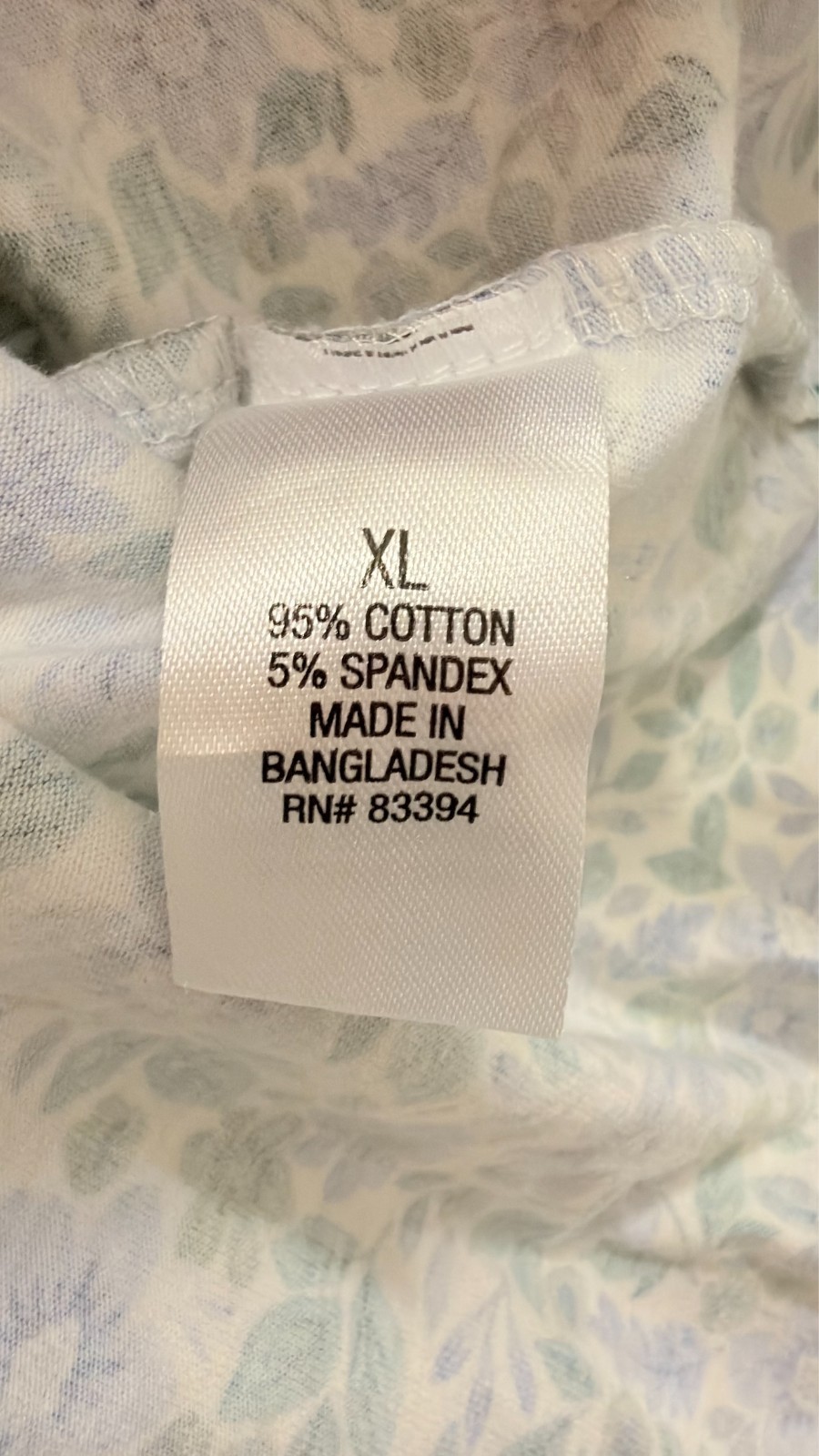 Blue Mountain Cobalt Blue & Green Floral Scoop Neck Tee – XL
