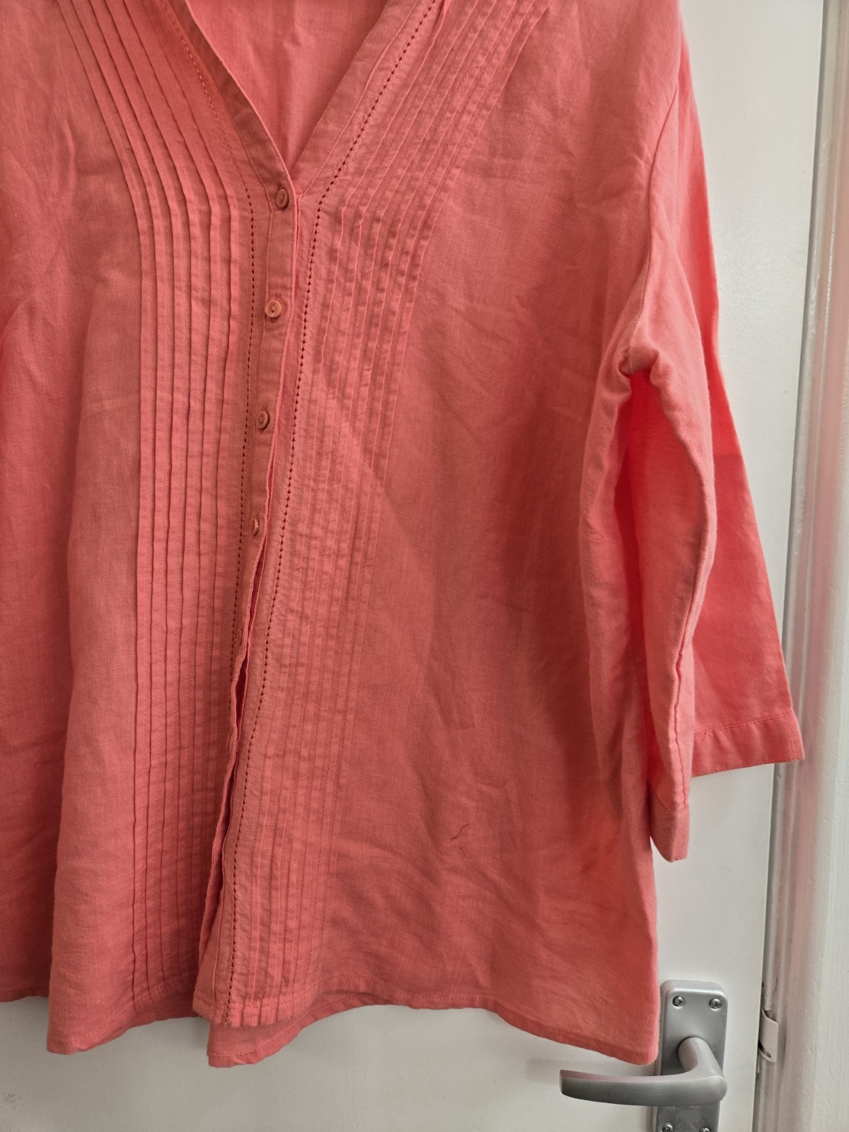 Bm Casual Size 20 Linen & Cotton blend Pintuck Coral Summer blouse
