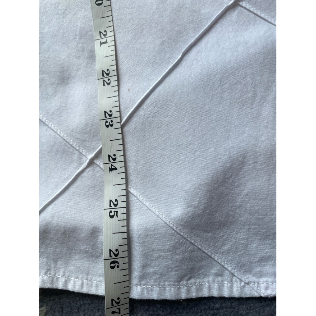 Tribeca Studio Cotton White Button-Front Shirt Subtle Wave Stitching Sz 12