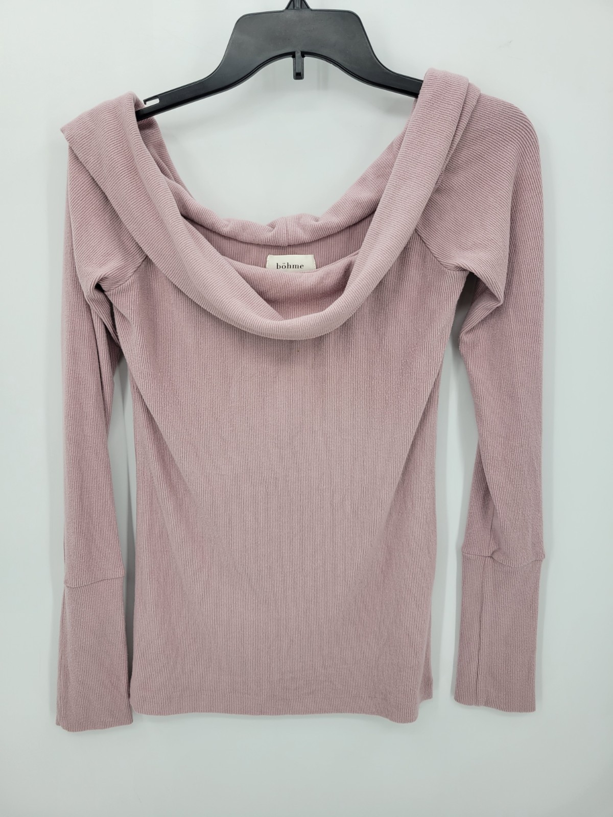 Bohme Top Womens Small Pink Off Shoulder Long Sleeve Flattering Romantic Boho