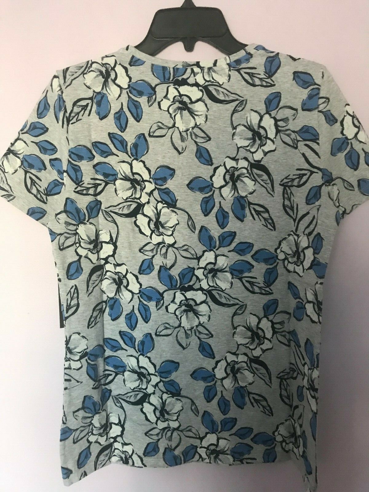 Jones Newyork Cotton Tee Short Sleeve Floral White Blue S,M,L,XL,XXL NWT