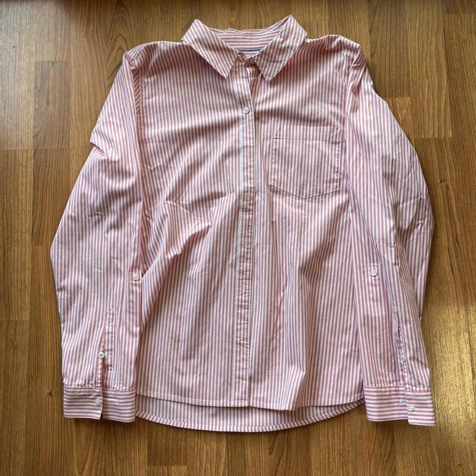Pink candy striped button down | size L