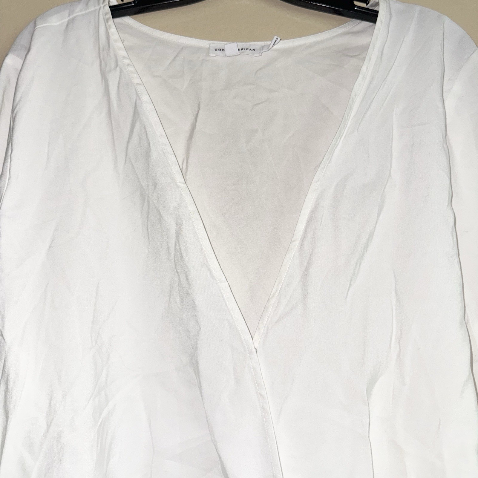 Good American Ivory Long Sleeve Wrap Front Blouse Size 7 (4XL) NWT!