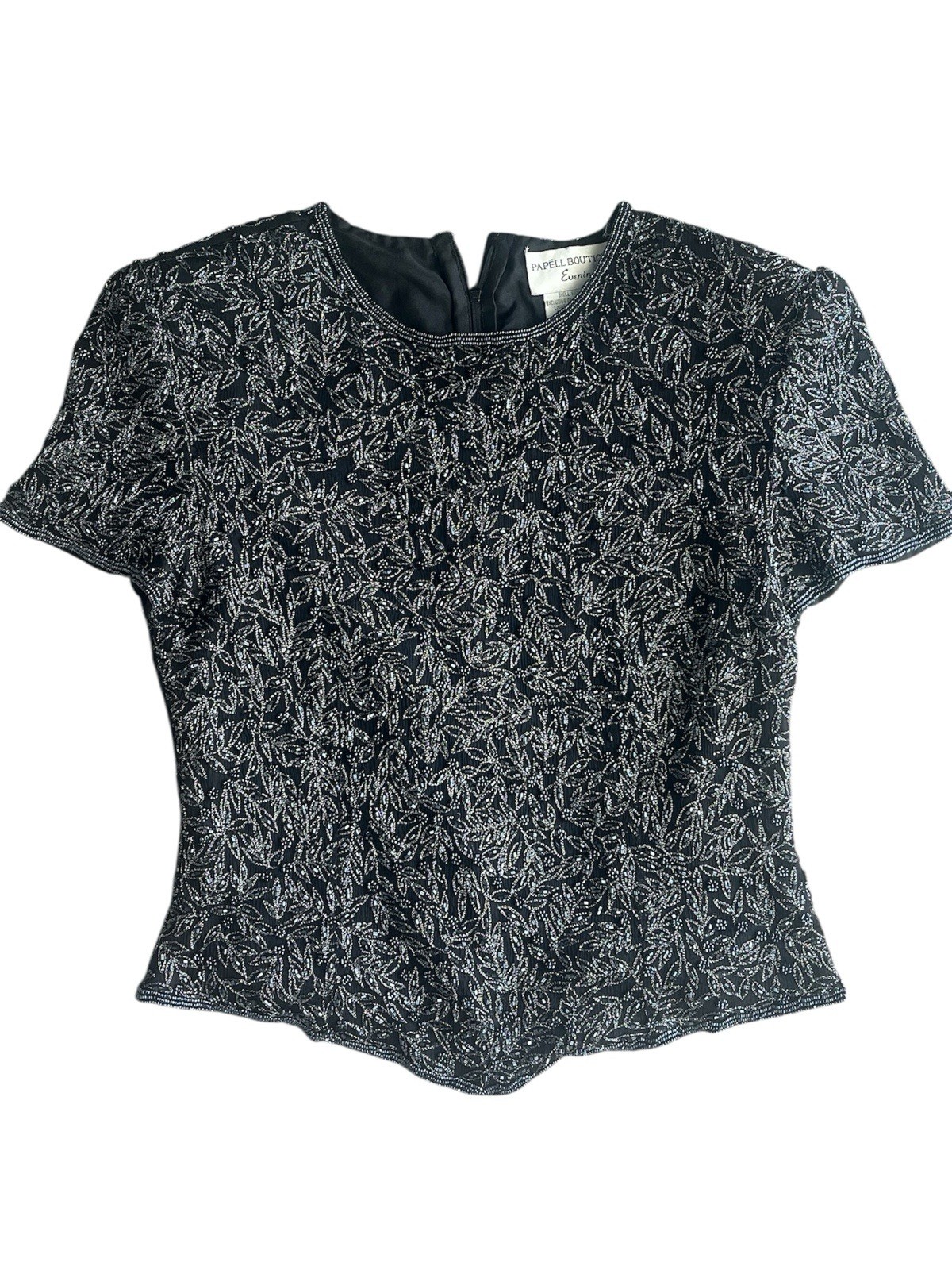 Vintage adriana Papell Boutique Evening 100% Silk Beaded Top Size S