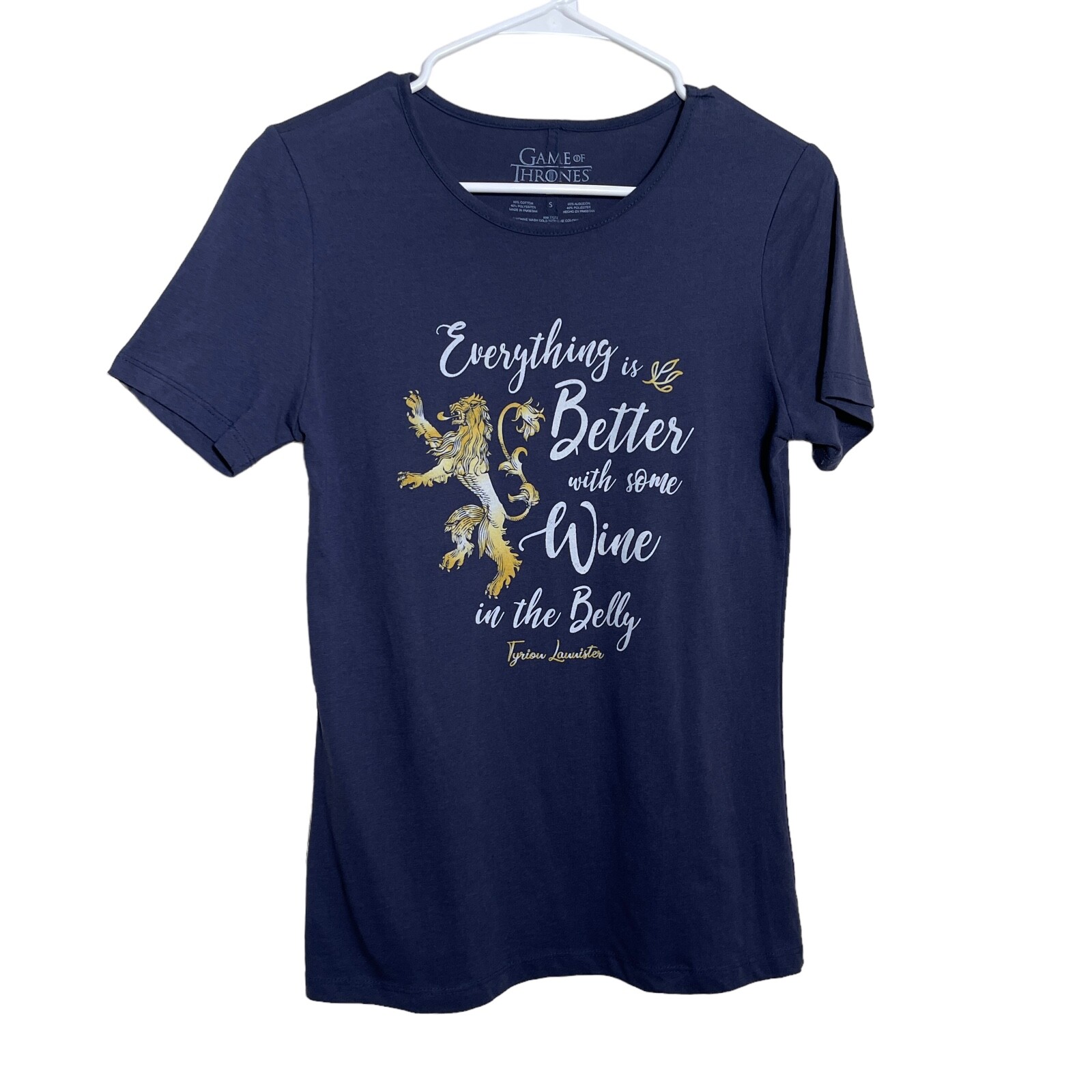 Game of Thrones T-Shirt Women’s Small Graphic Top Better With Wine in Belly