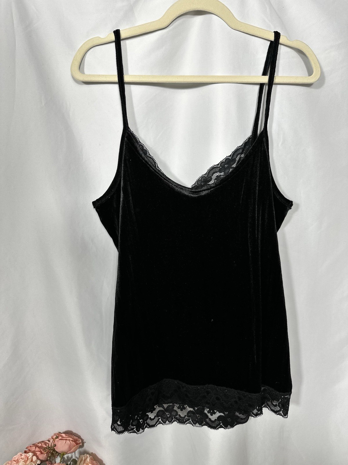 No Boundaries Velvet & Lace Spaghetti Strap Glam Vampy Tank Grunge Dark Fairy