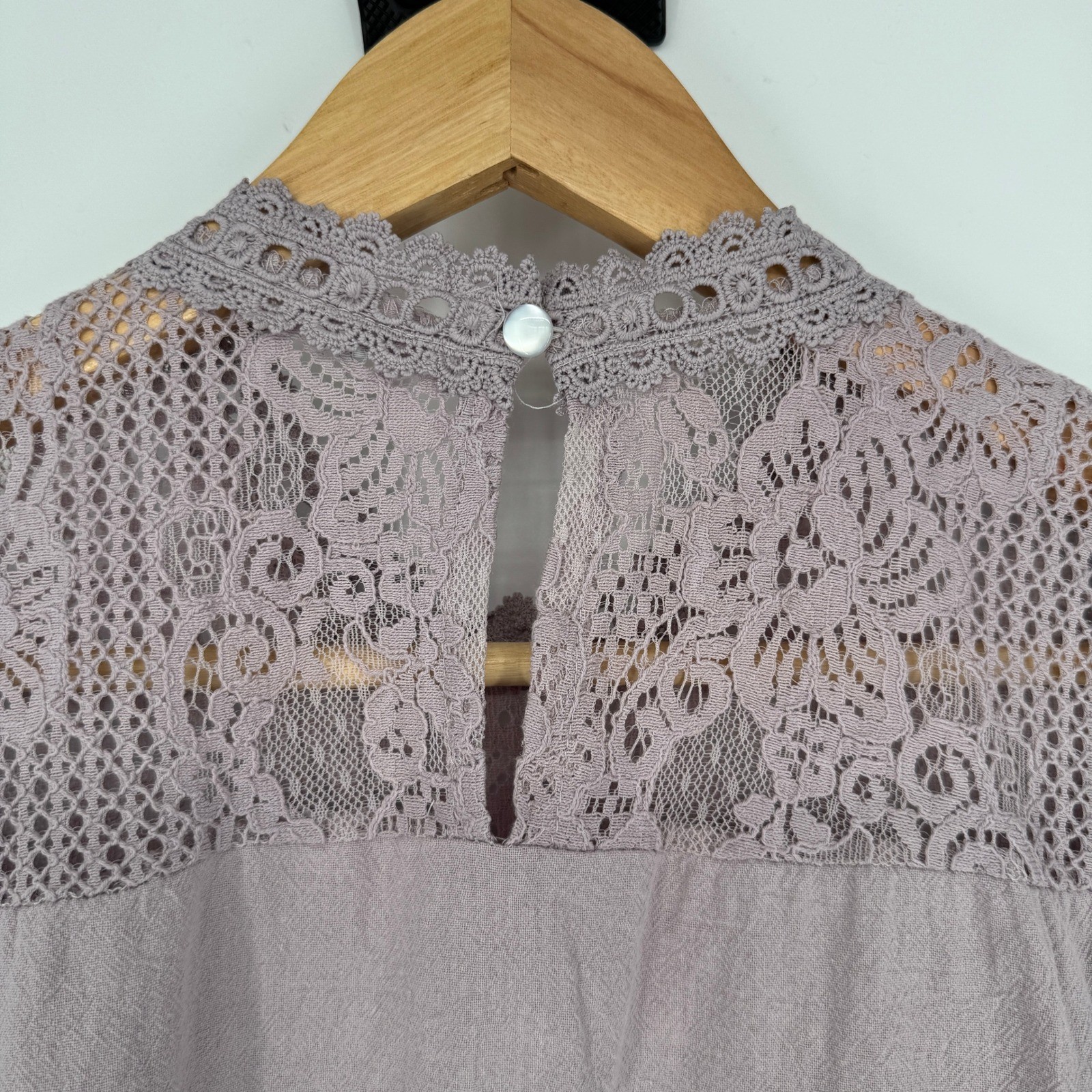 Lace Crochet Top Sz S Cotton Blend Mauve Romantic Cottagecore Victorian Feminine