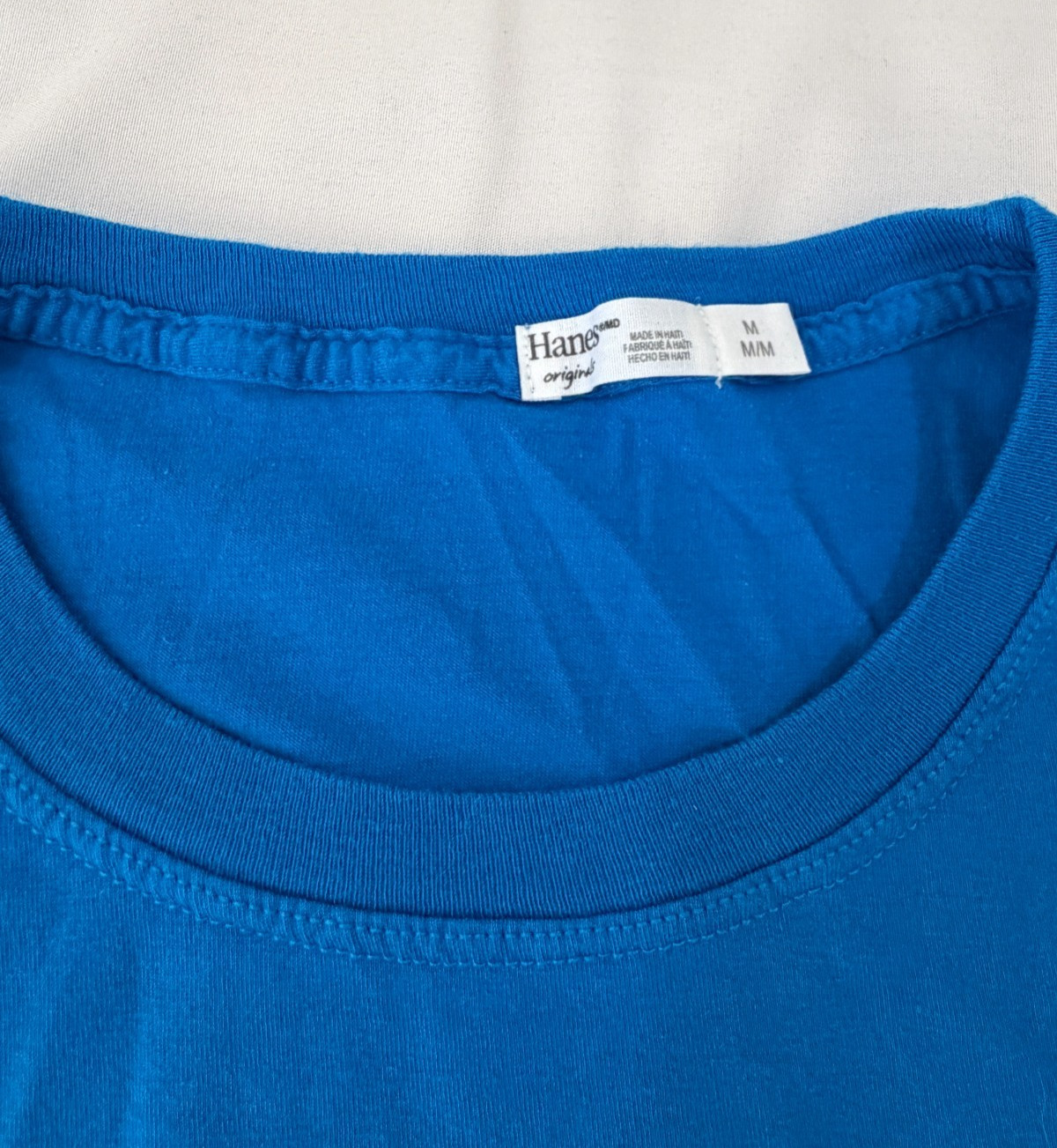 Hanes Originals Women’s Crew Neck Top Medium Blue Cotton Blend Long Sleeve
