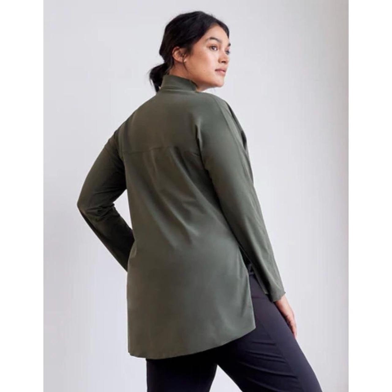Aday Something Borrowed Shirt in Olive Green Size Medium Minimalist Capsule