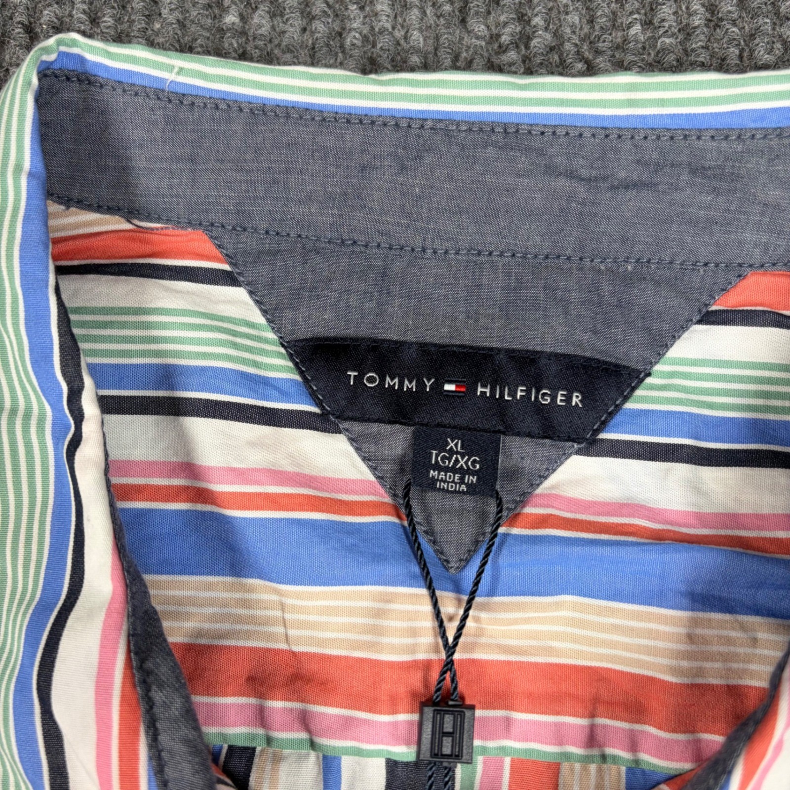 Tommy Hilfiger Shirt Womens XL Heritage Multi Color Striped Button Up 0BMN530