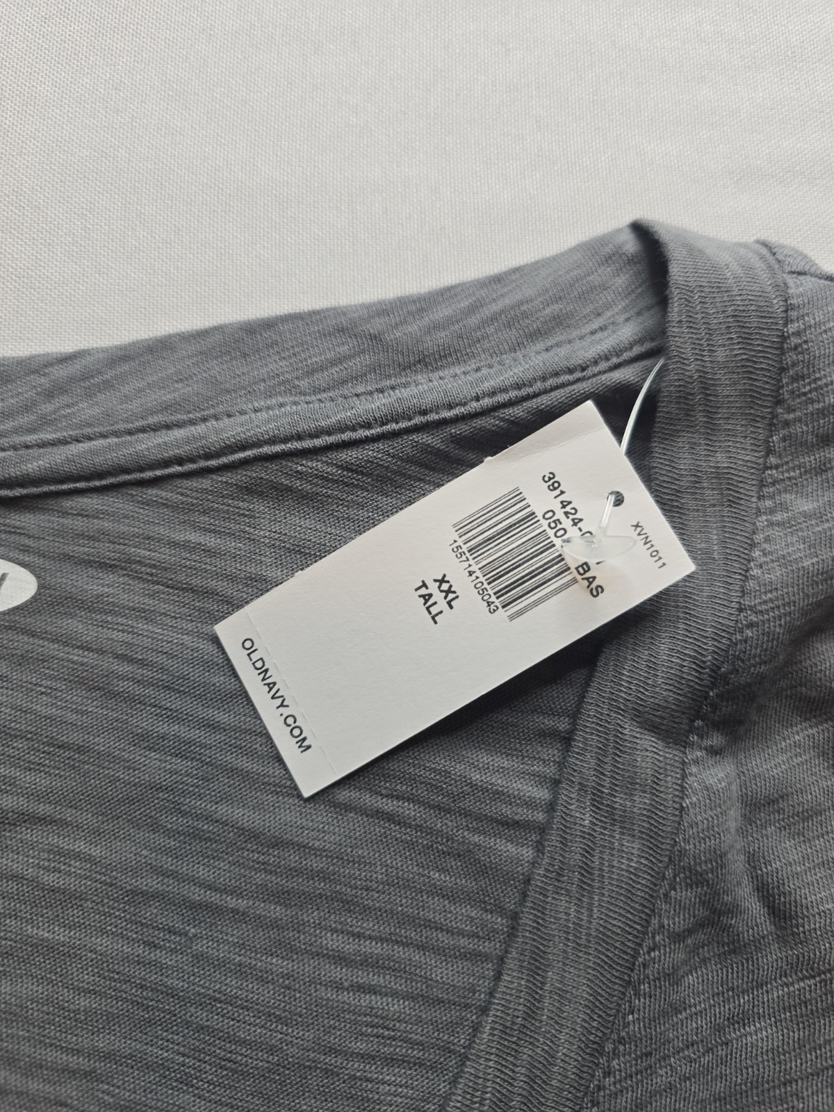 OLD NAVY EveryWear V-Neck Slub-Knit Cotton T-Shirt- Gray-Size XXL