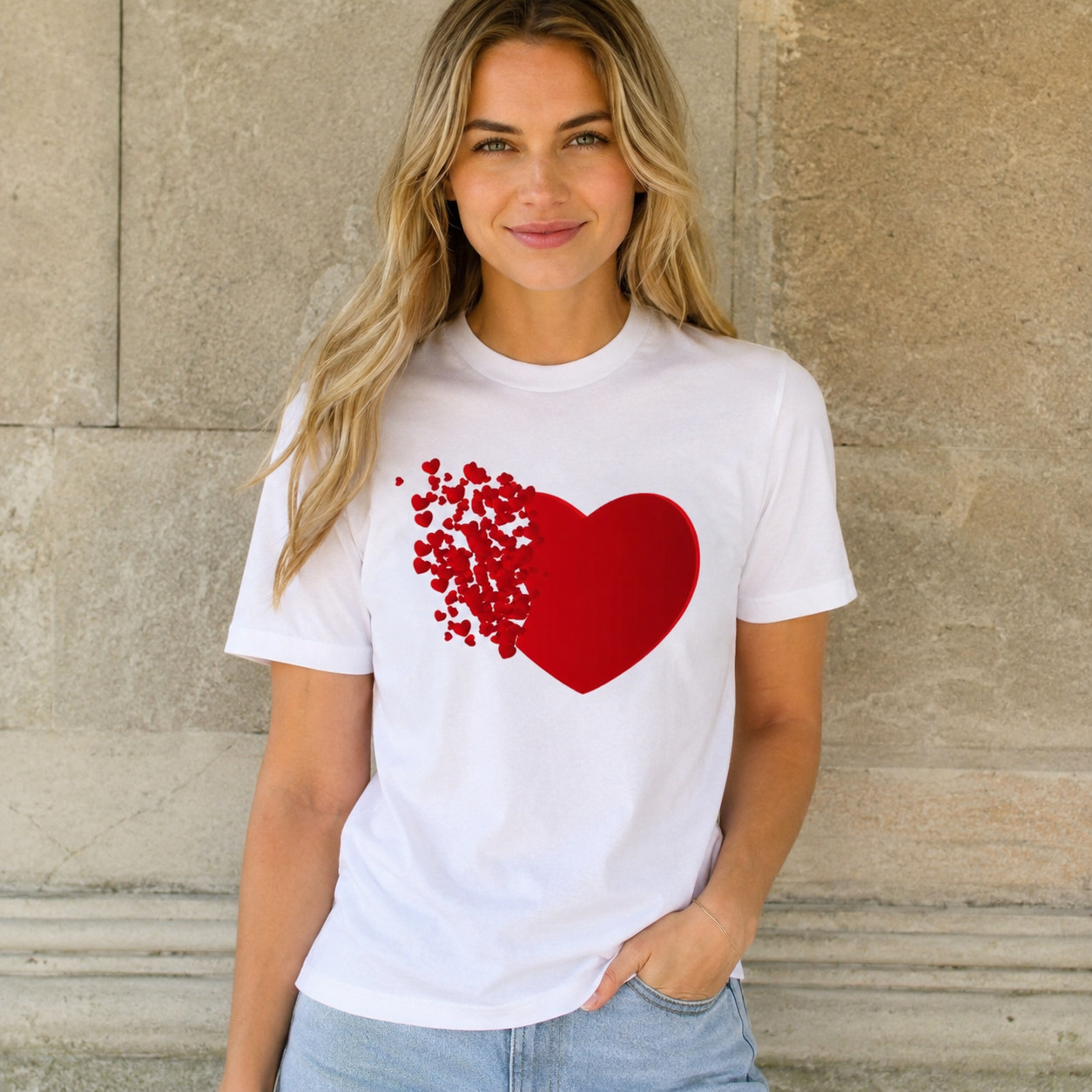 Women’s Heart Bird Graphic T-Shirt Cute Nature Casual Summer Tee Top