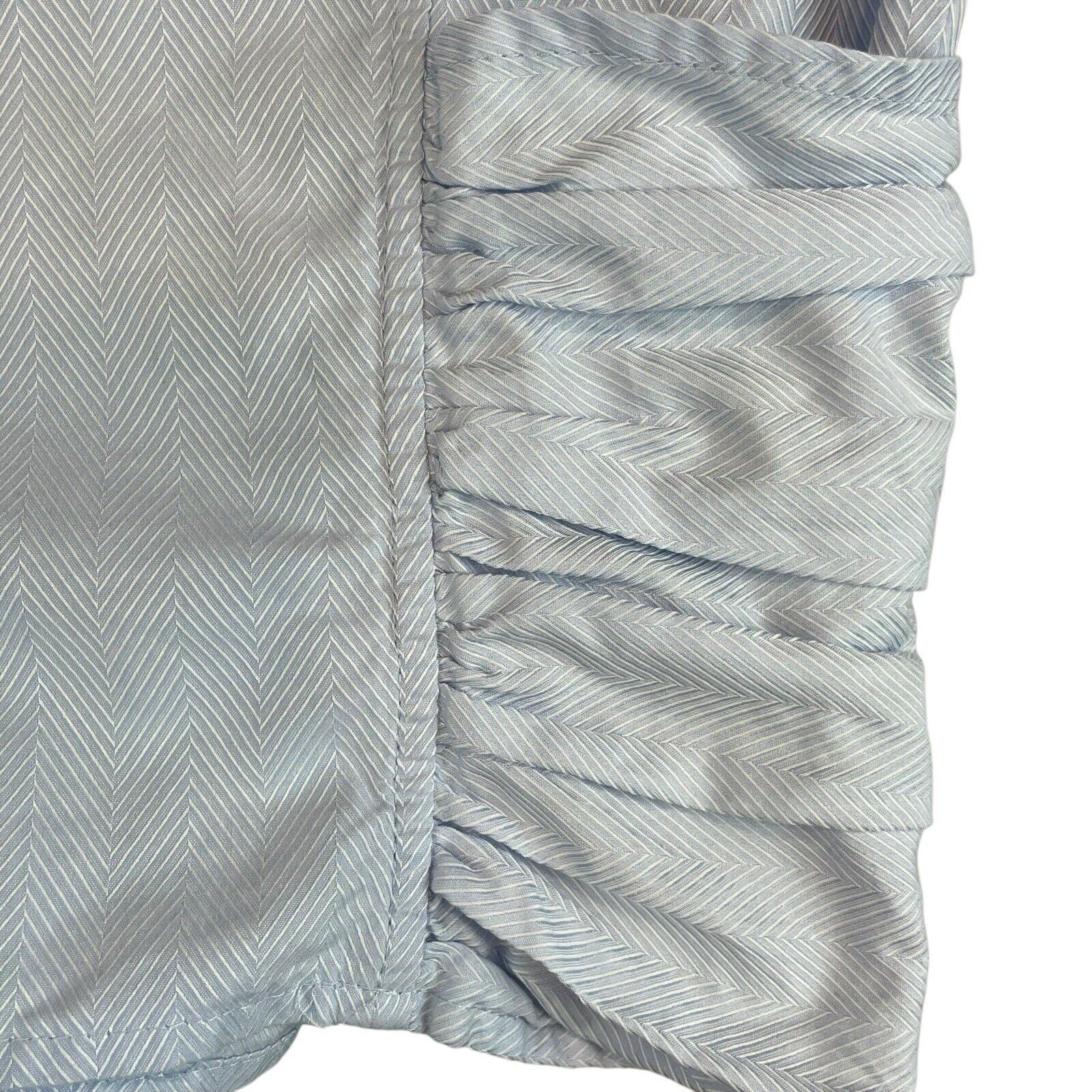 Farinaz Taghavi Blue Ruched Front Button Tie Blouse Women’s Size 4 Quiet Luxury