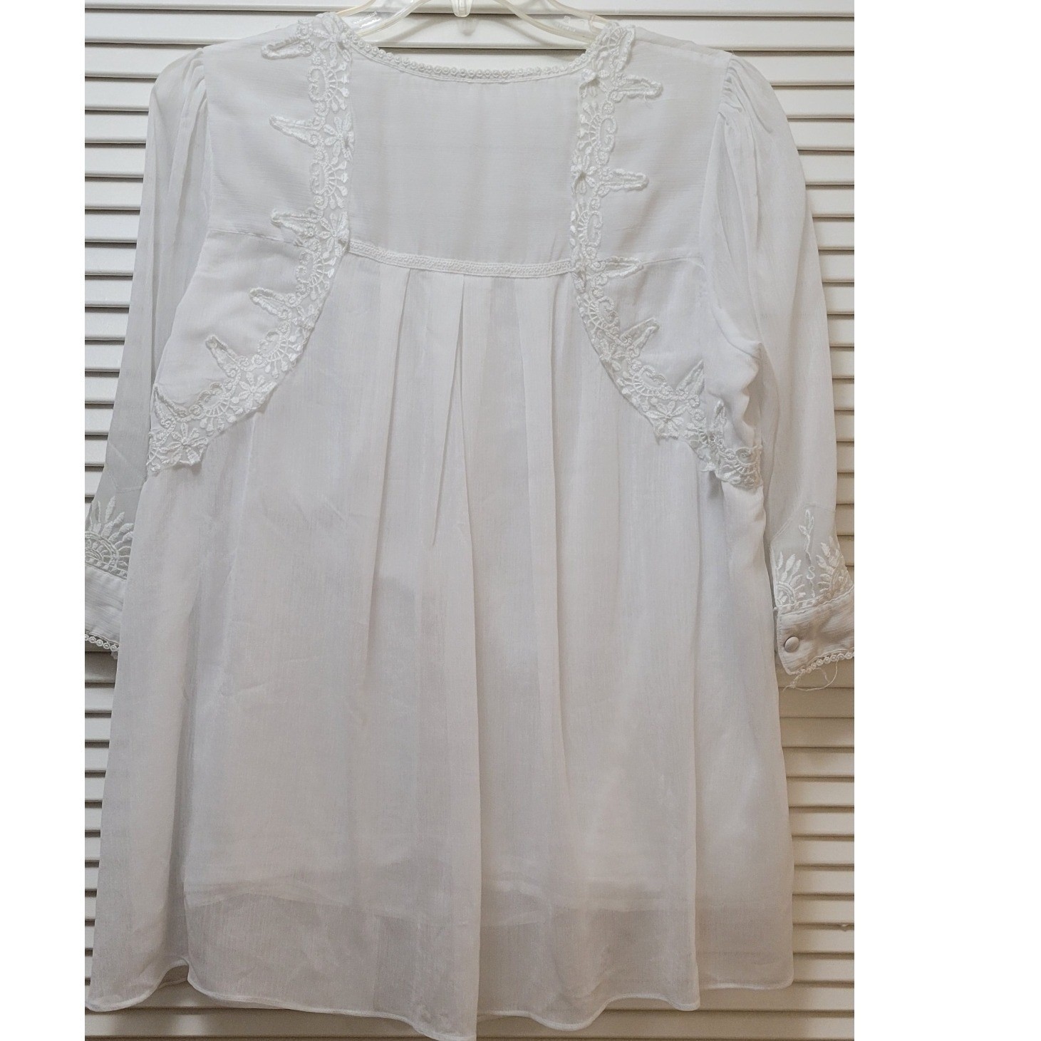 Boho Peasant Fairy Embroidered Lace Trim Tunic Blouse