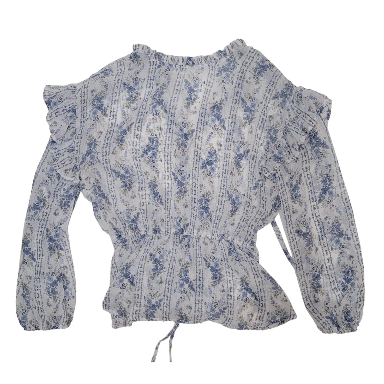 Blu Pepper women’s long sleeve peasant Victorian floral blouse medium