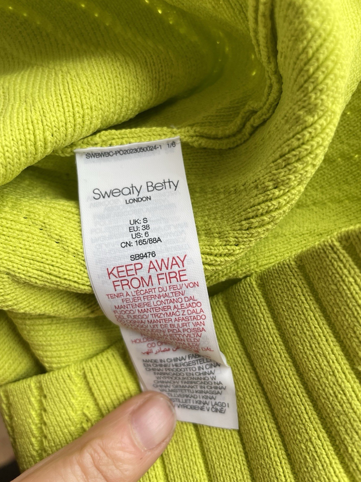 Sweatybetty Acid Yellow Cut Out rib Knit Top small bnwt