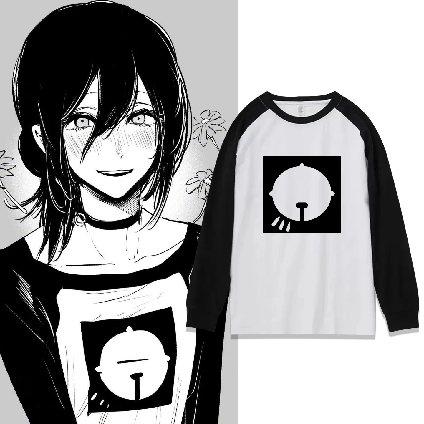 Rezee Long Sleeve T-shirt Cosplay Oversized Vintage Chainsaw Y2k Tee Tops