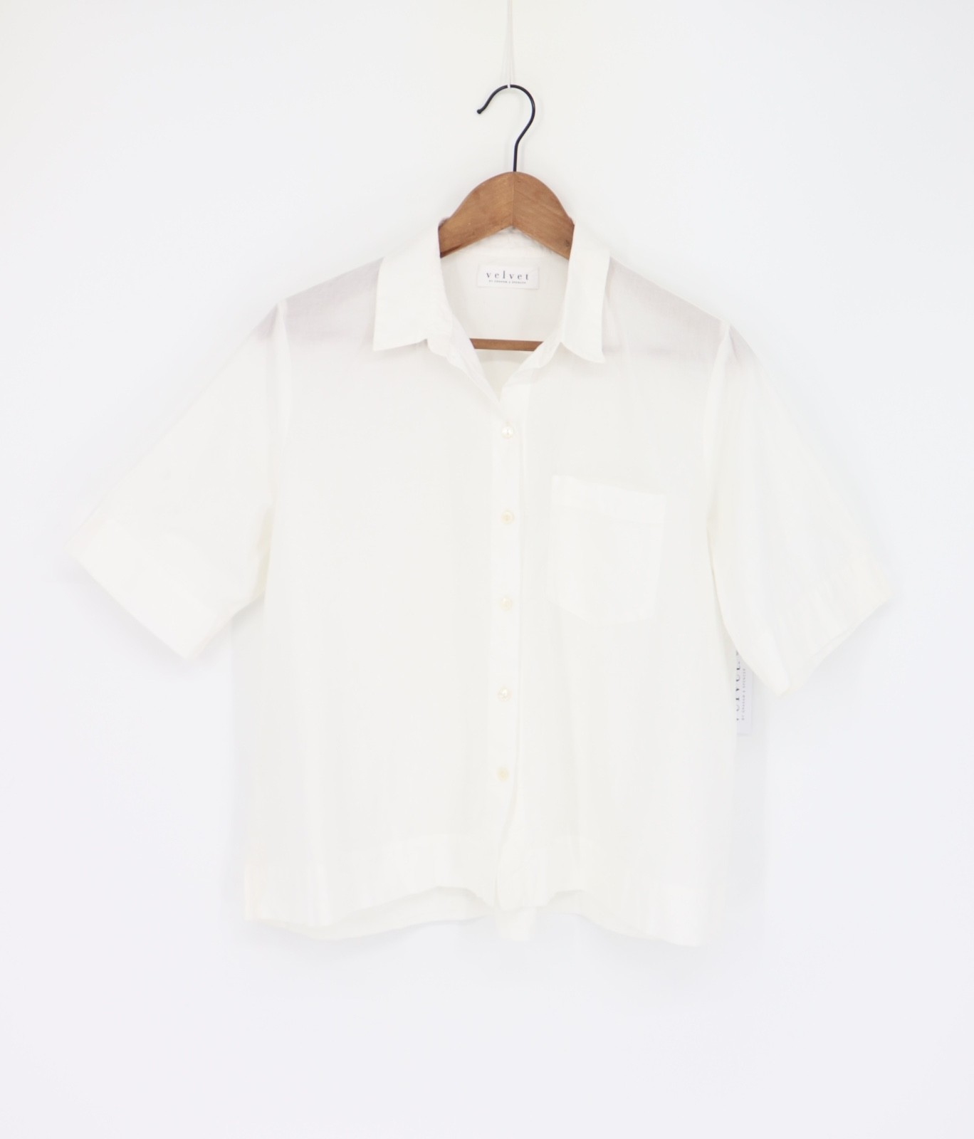 VELVET By Graham & Spencer Callista Cropped Button-Down Shirt White S $134 B8