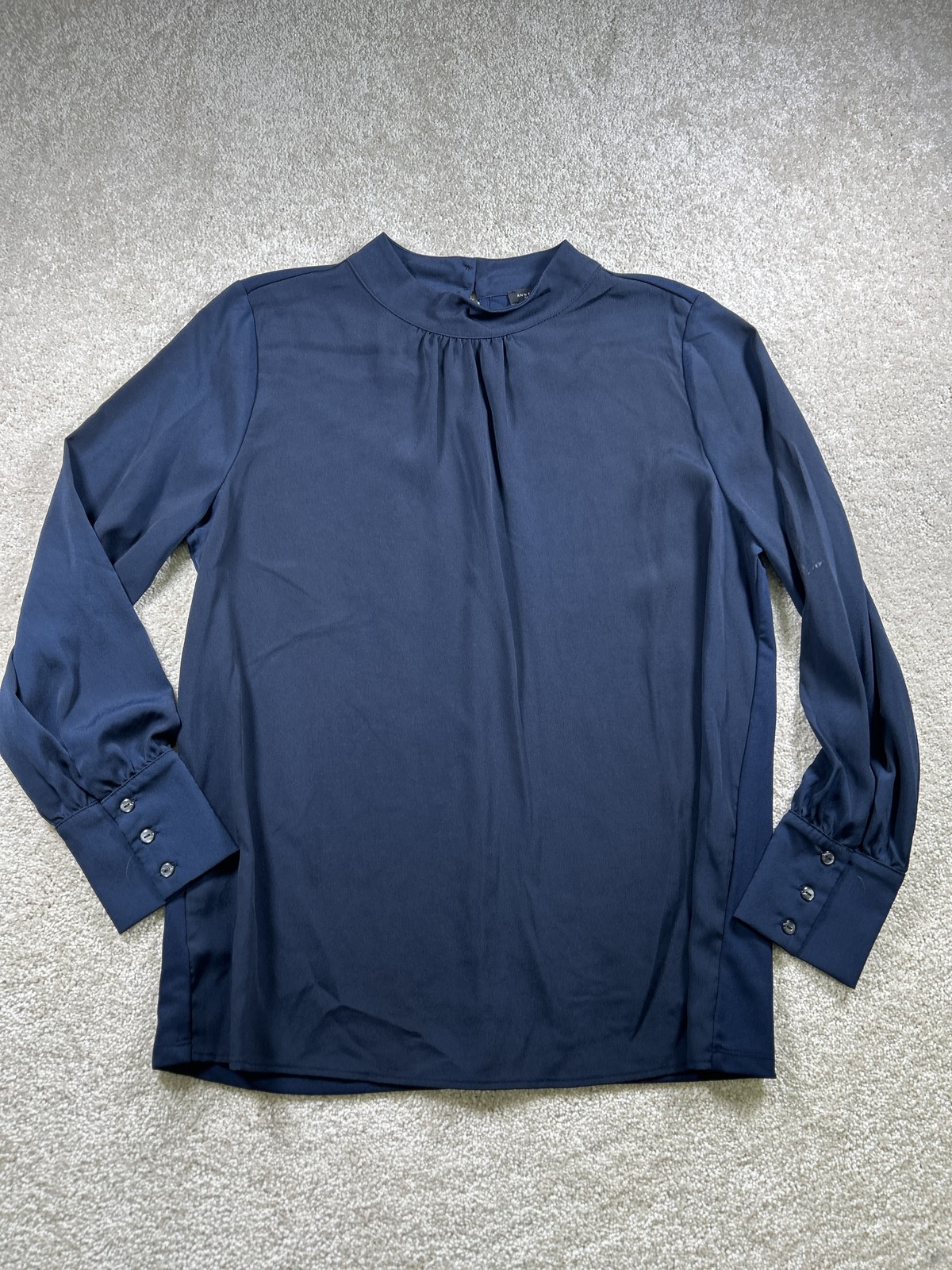 Ann Taylor Shirt Womens Large Long Sleeve Mock Neck Blouse Career Office Top